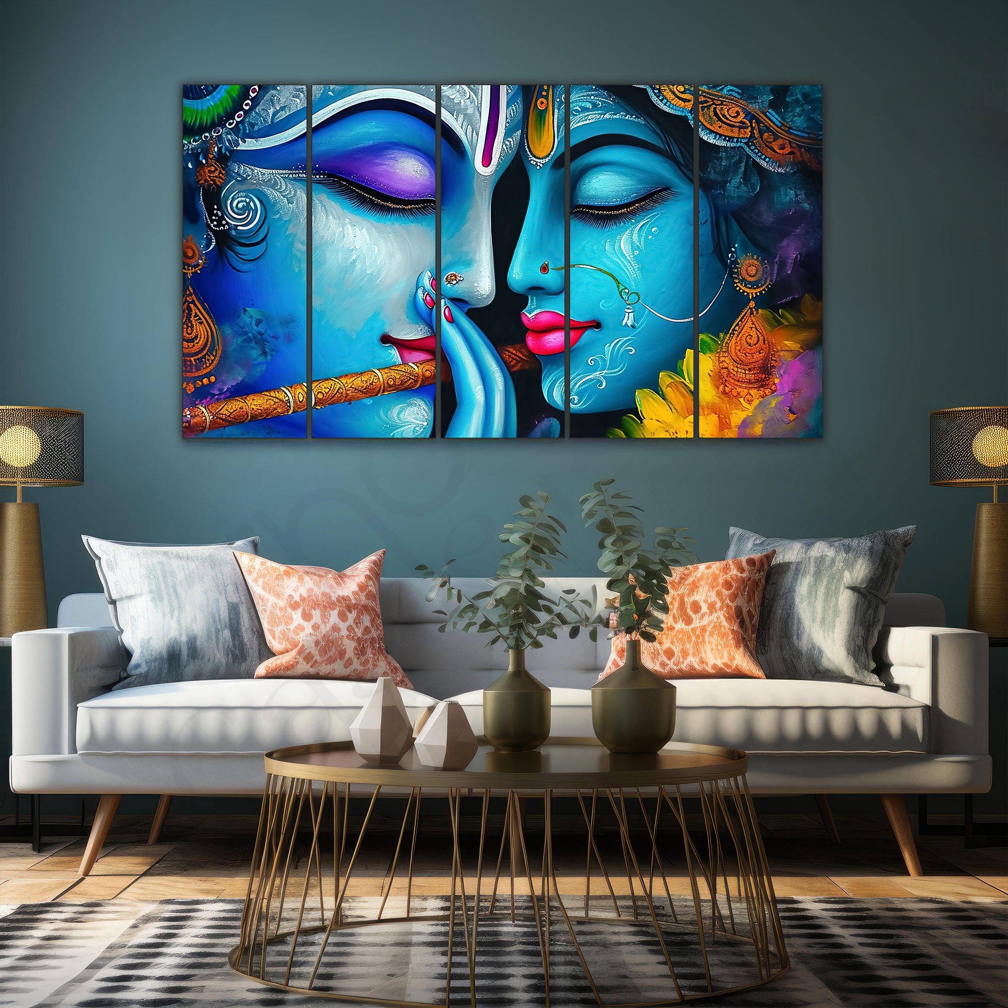 Radha Krishna Painting with frame Big Size Wall Art for living room,Bedroom,Drawing room,Hotels