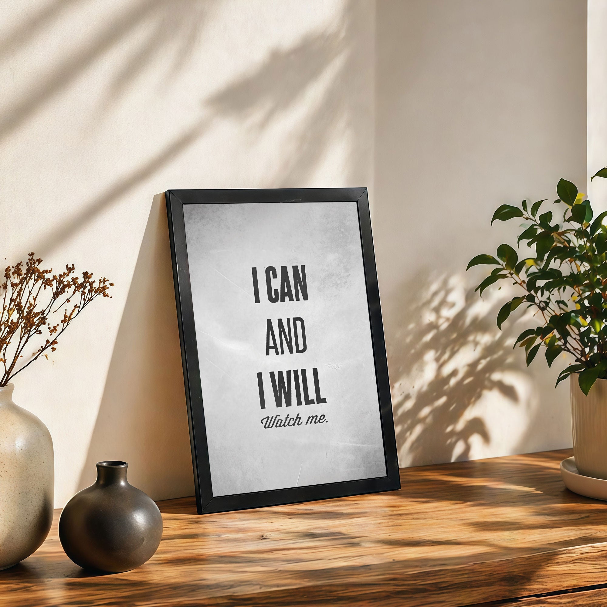 The Castle Decor I Can and I Will Watch Me Motivational Wall Art Frame | Success Quote Poster for Office, Study Room, Gym | Minimal Typography HD Print