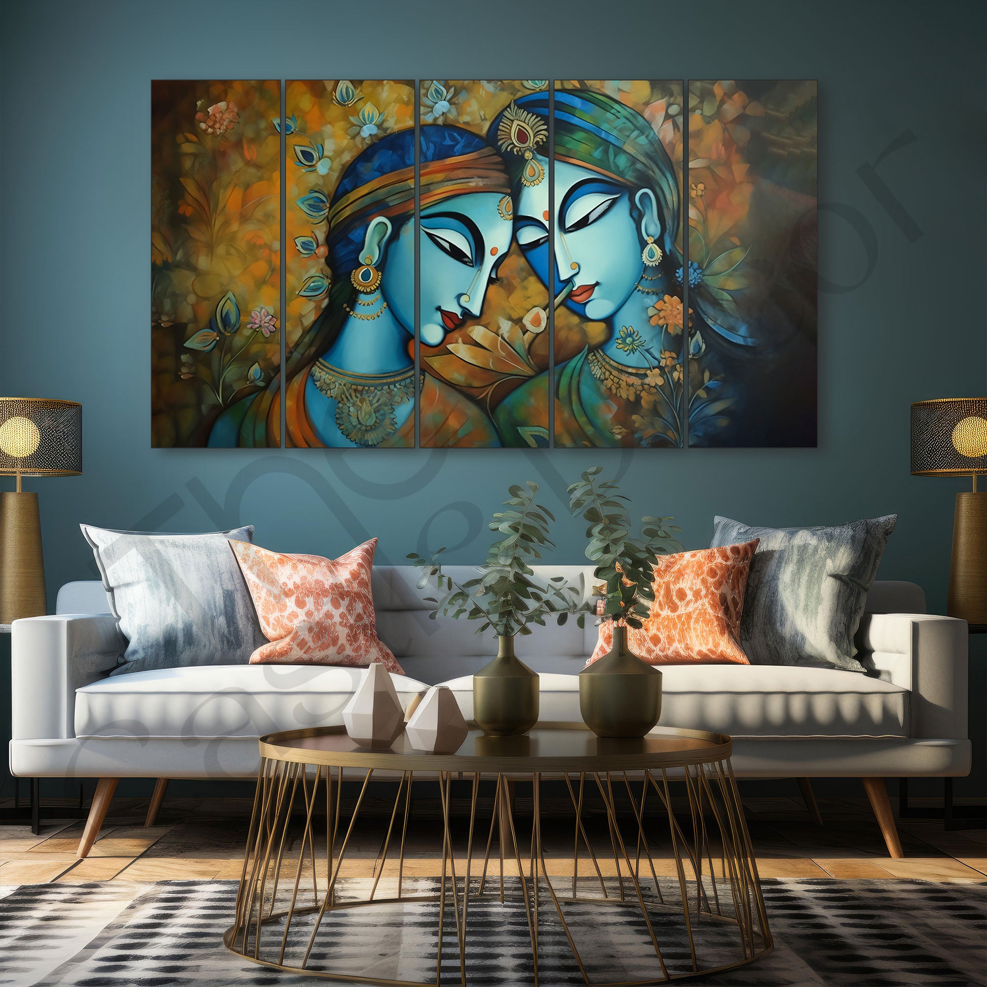 Radha Krishna Painting with frame Big Size Wall Art for living room,Bedroom,Drawing room,Hotels