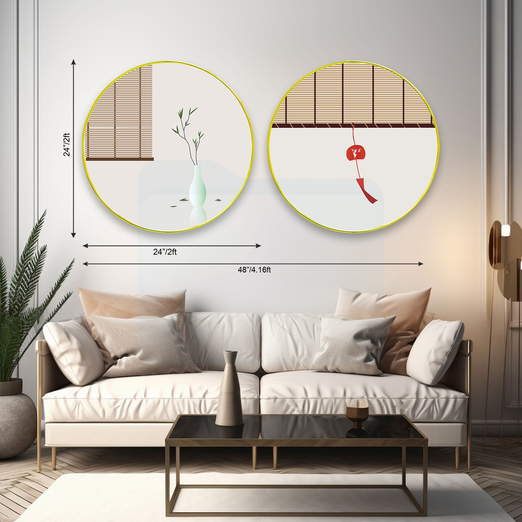 Abstract Sparkle Wooden Wall Plates Set of 2 for Home Decoration Art-47