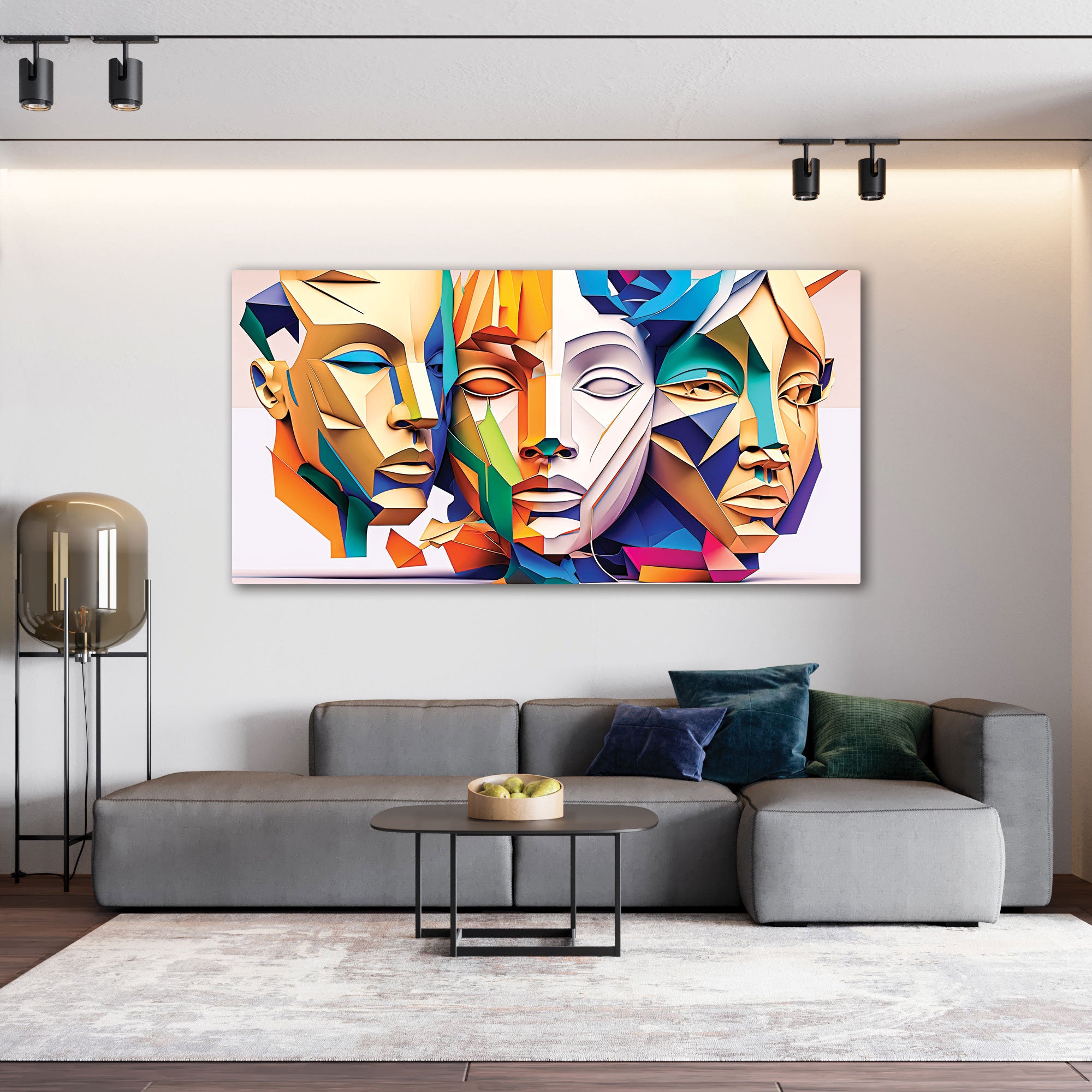 Modern faceAbstract Canvas painting with frame Big Size Wall Art for living room,Bedroom,Drawing room,Hotels