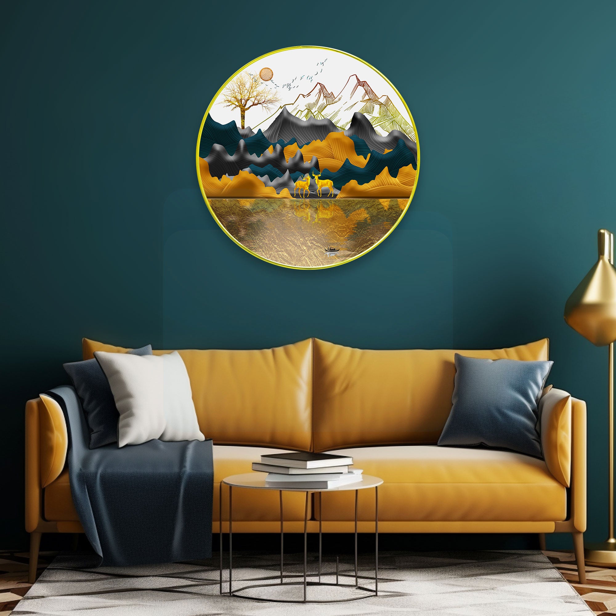 Deer Sparkle Wooden Wall Plate for Home Decoration Art-09