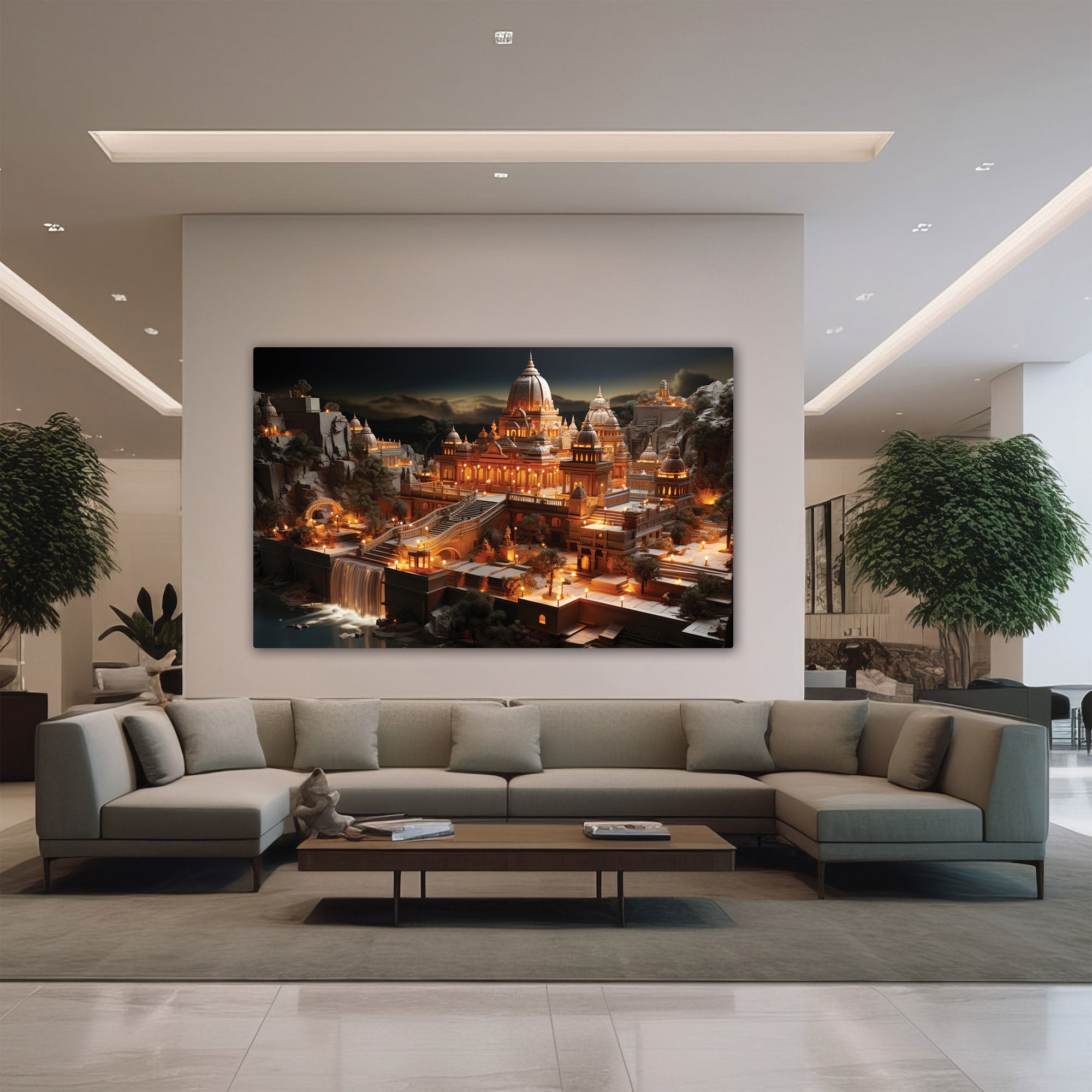 Ayodhya Canvas painting with frame Big Size Wall Art for living room,Bedroom,Drawing room,Hotels