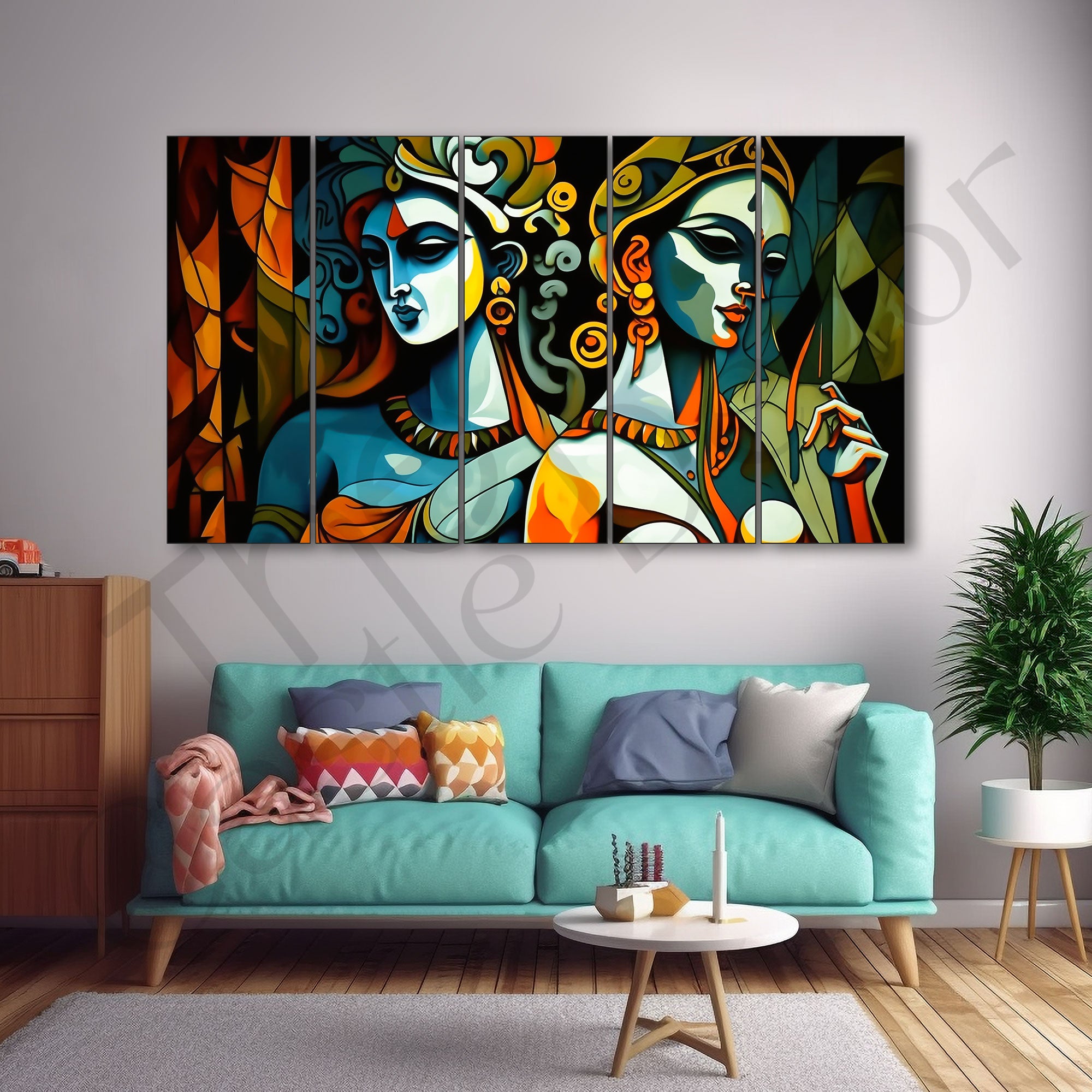 Radha Krishna Painting with frame Big Size Wall Art for living room,Bedroom,Drawing room,Hotels