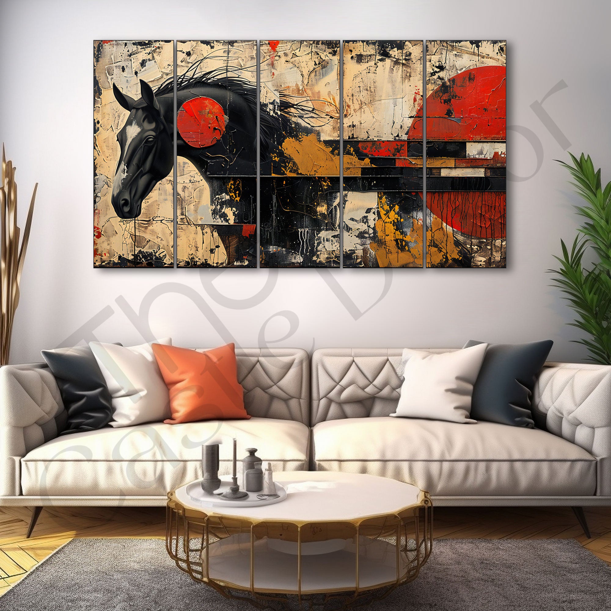 Modern Horses Painting with frame Big Size Wall Art for living room,Bedroom,Drawing room,Hotels