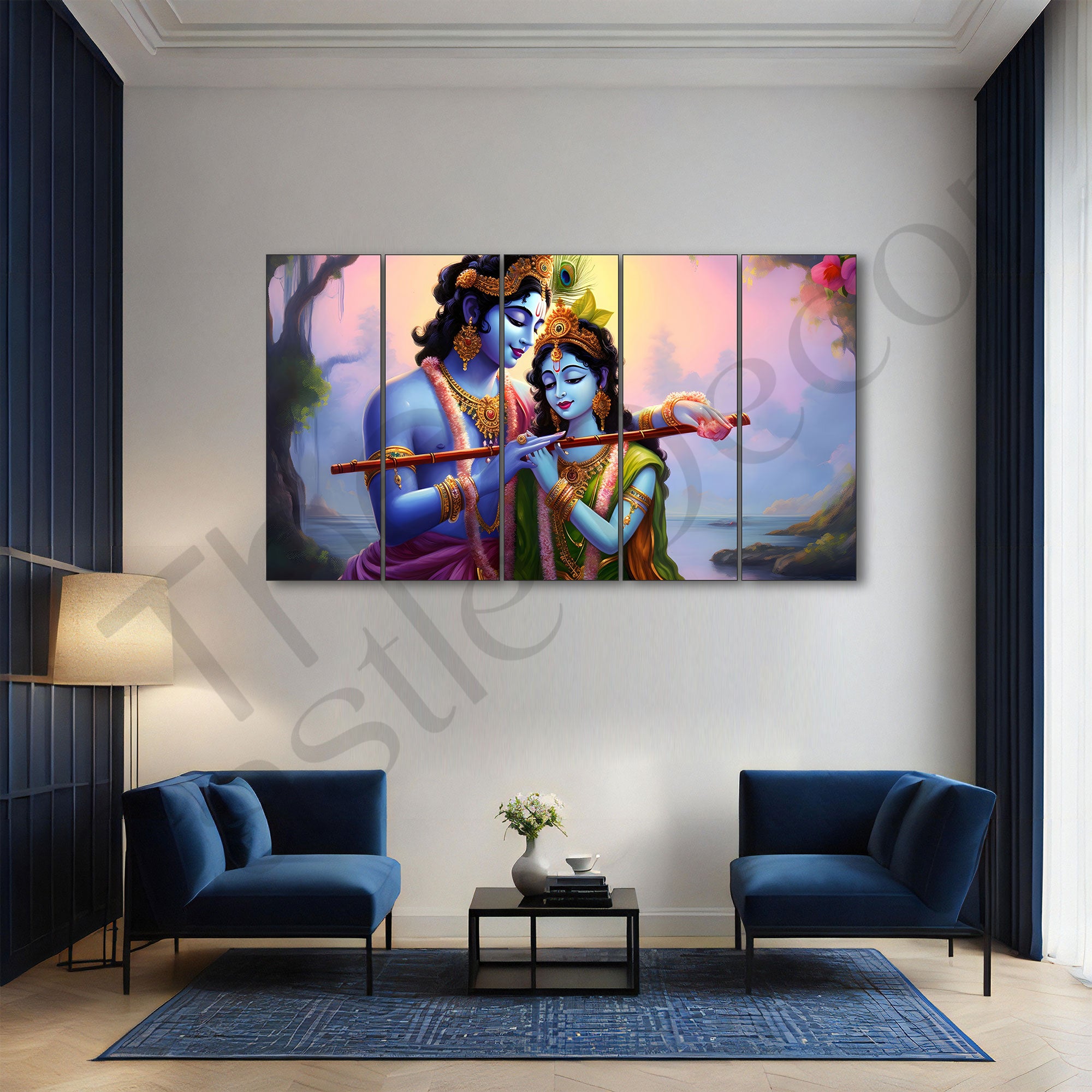 Radha Krishna Painting with frame Big Size Wall Art for living room,Bedroom,Drawing room,Hotels
