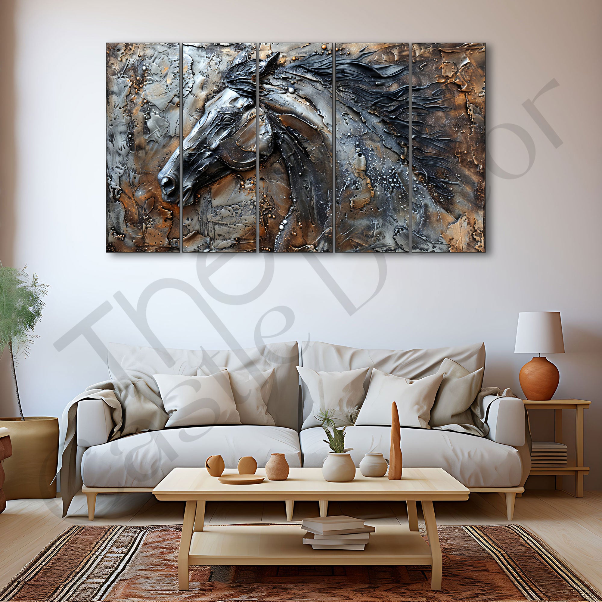Modern Horses Painting with frame Big Size Wall Art for living room,Bedroom,Drawing room,Hotels