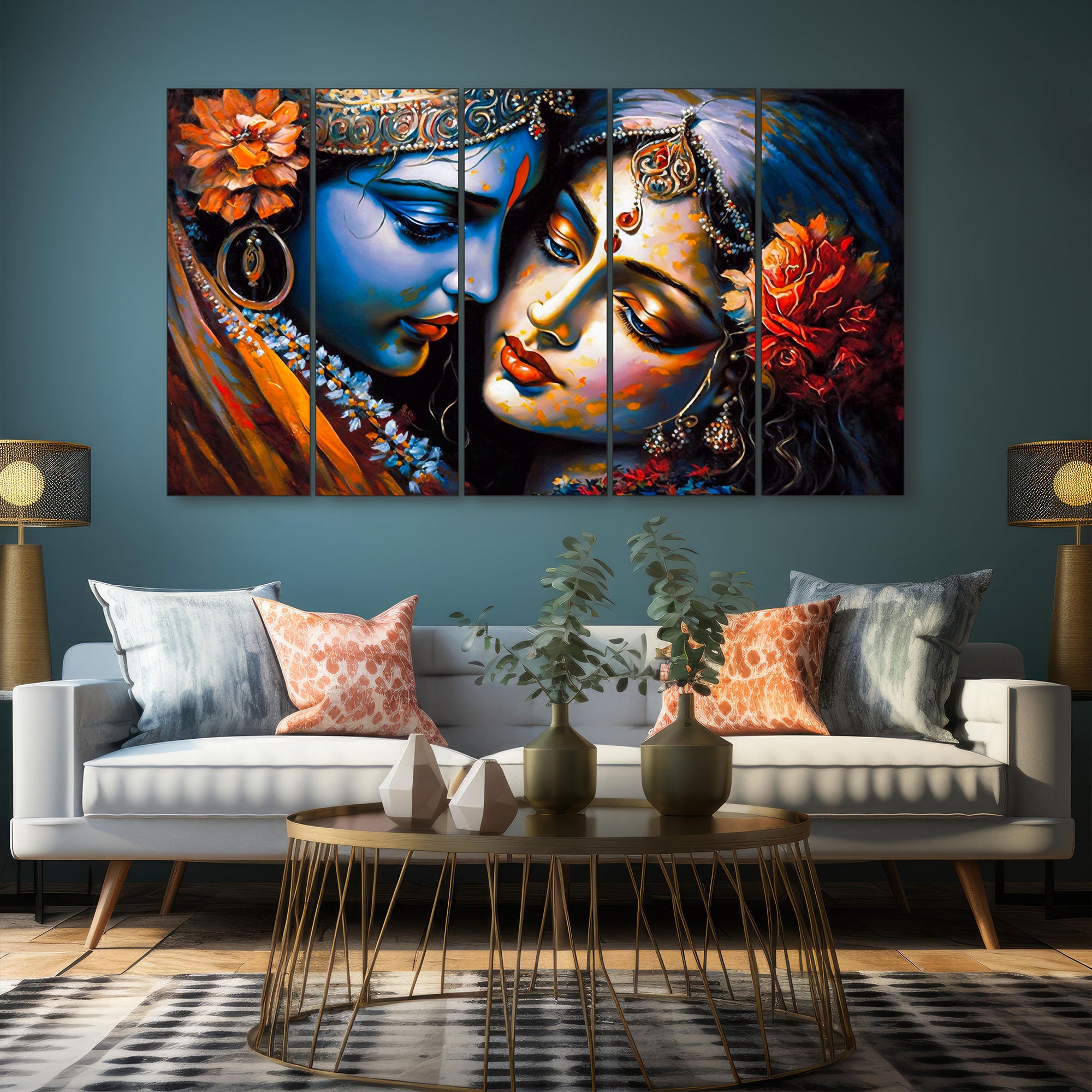 Radha Krishna Painting with frame Big Size Wall Art for living room,Bedroom,Drawing room,Hotels
