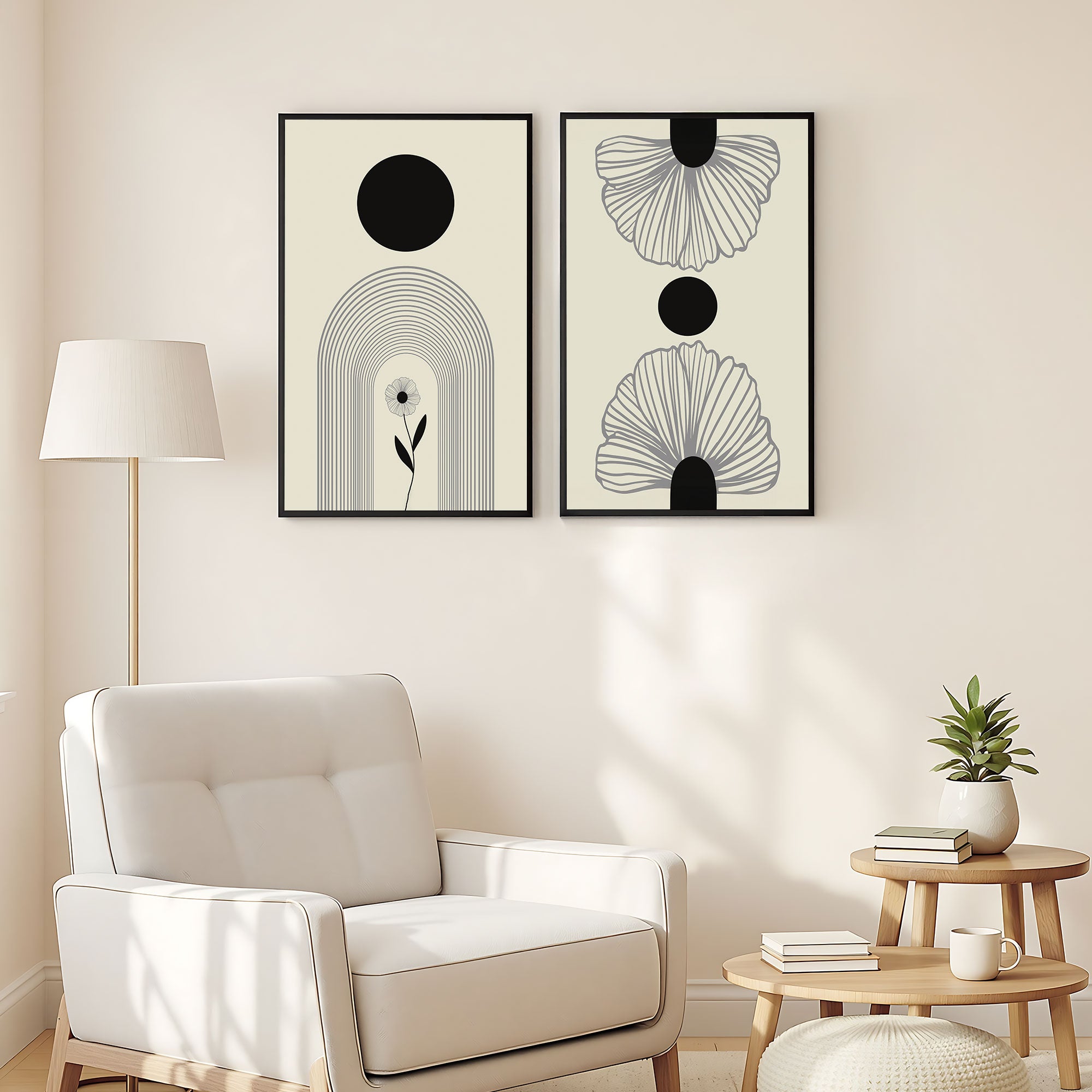 The Castle Decor Boho Wall Art for Living Room Big Size | Framed Abstract Botanical Paintings for Living Room & Bedroom | Modern Home Decoration & Perfect Gifting Option | Set of 2 (11×17 Inch Each)13