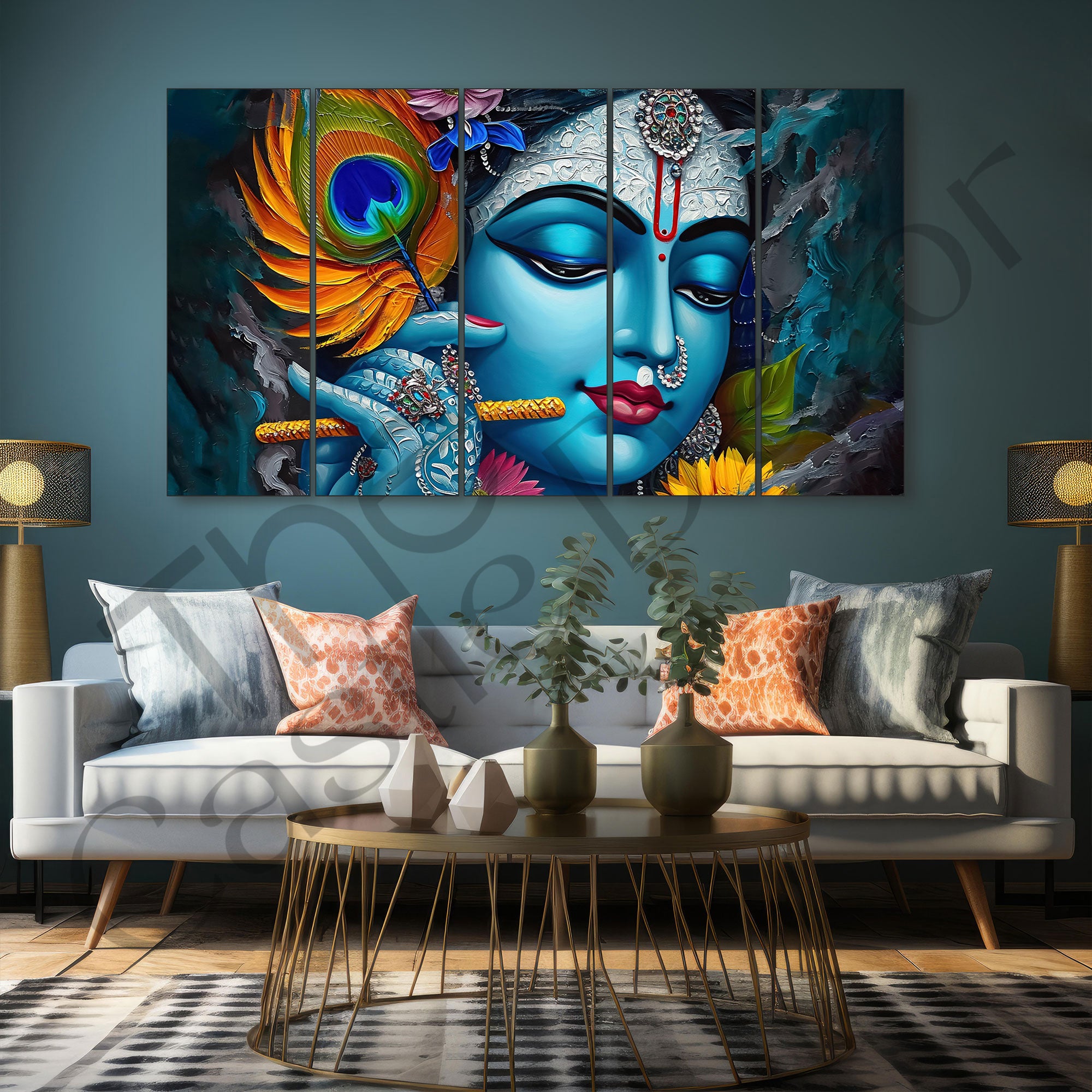 Radha Krishna Painting with frame Big Size Wall Art for living room,Bedroom,Drawing room,Hotels