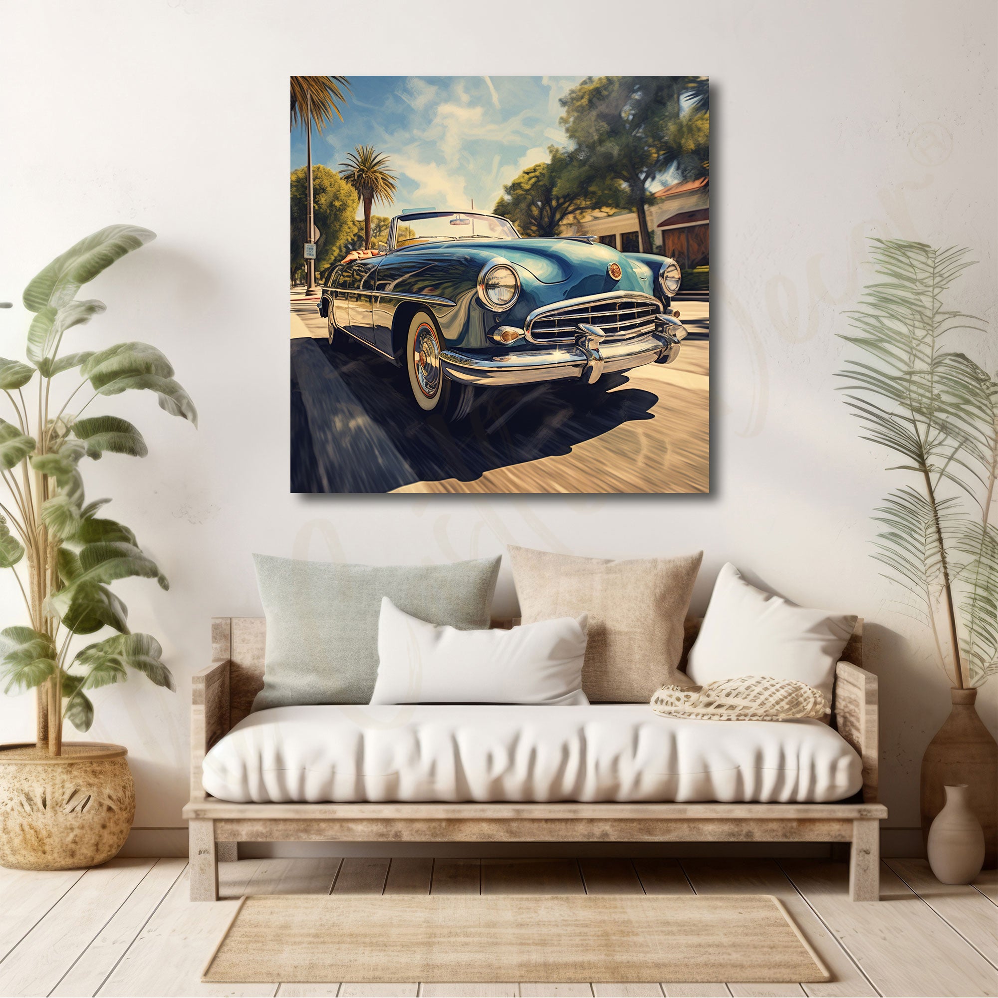 Vintage car with frame Big Size Wall Art for living room,Bedroom,Drawing room,Hotels