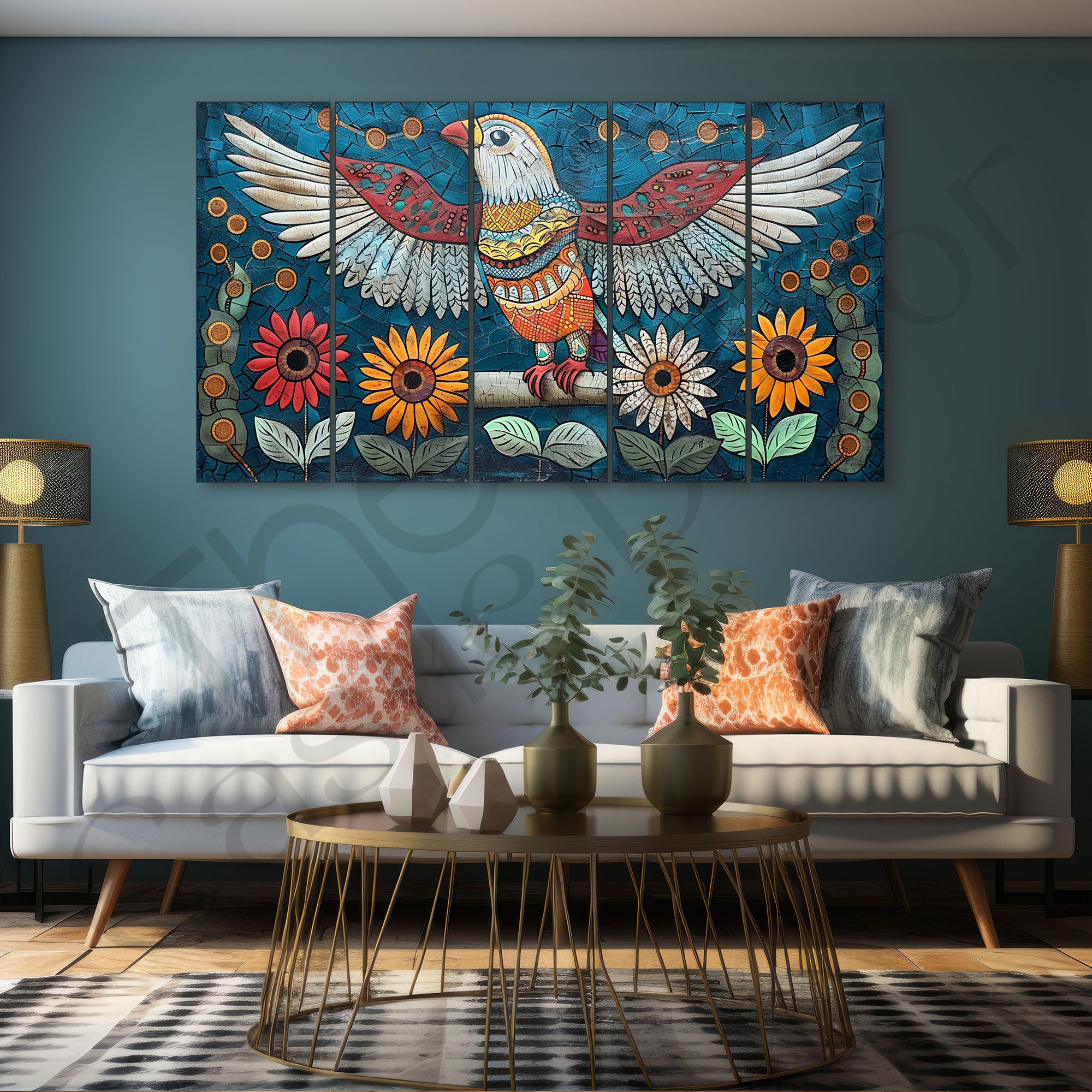 Birds Painting with frame Big Size Wall Art for living room,Bedroom,Drawing room,Hotels