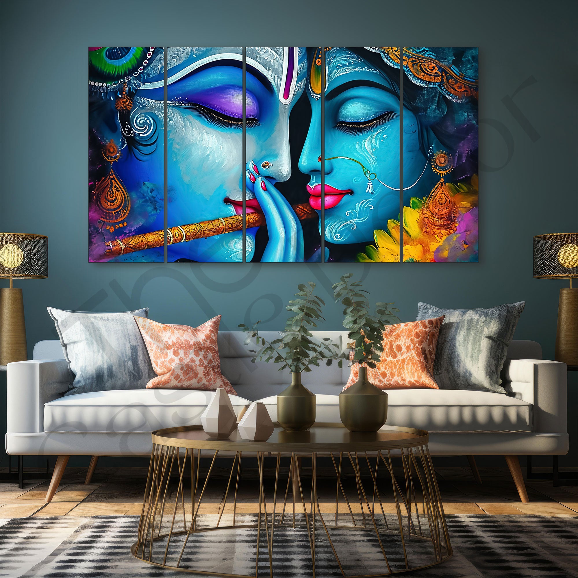 Radha Krishna Painting with frame Big Size Wall Art for living room,Bedroom,Drawing room,Hotels