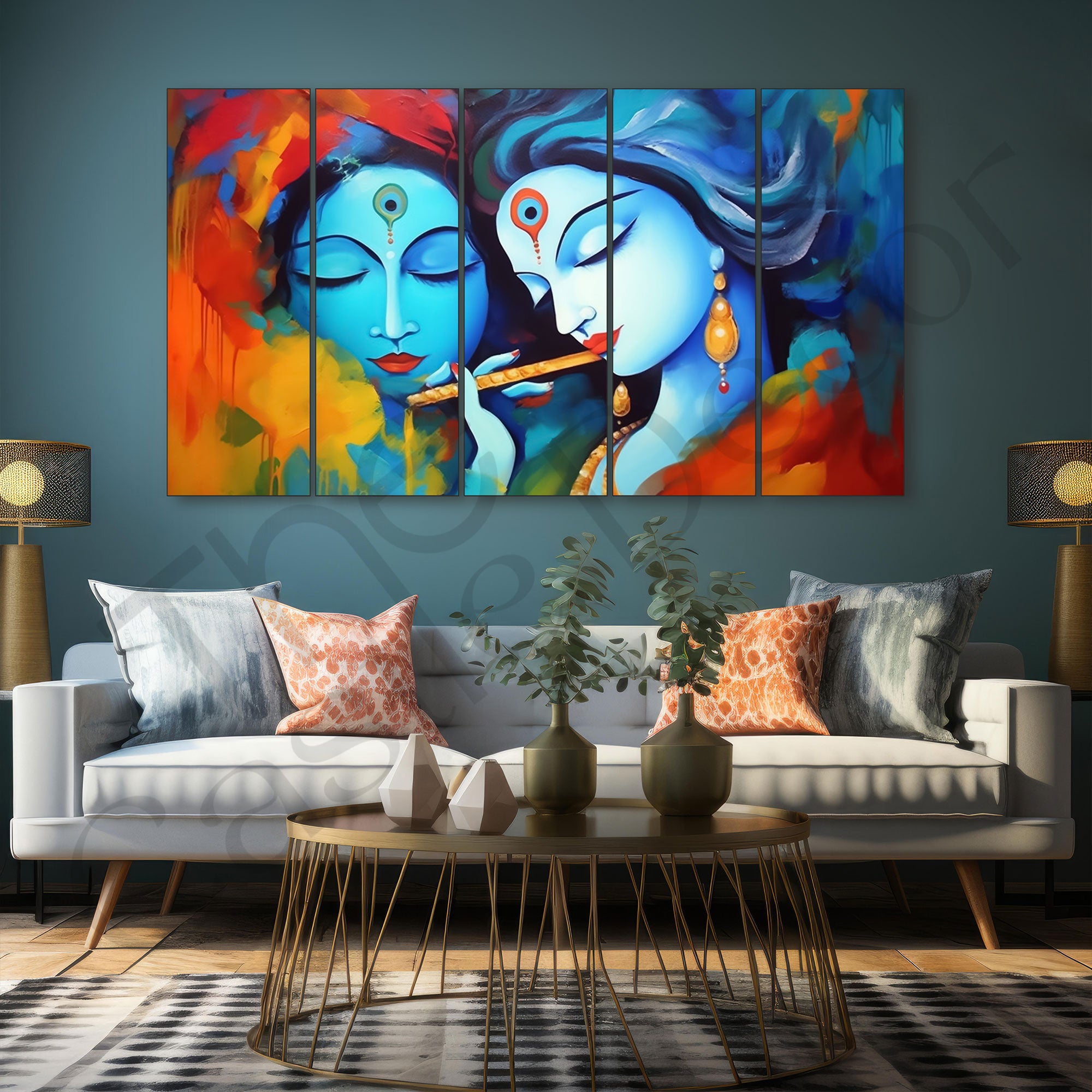 Radha Krishna Painting with frame Big Size Wall Art for living room,Bedroom,Drawing room,Hotels