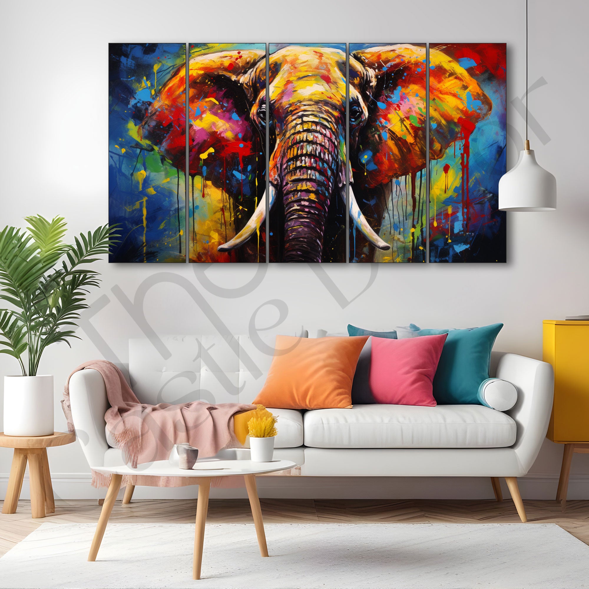 Elephant Painting with frame Big Size Wall Art for living room,Bedroom,Drawing room,Hotels