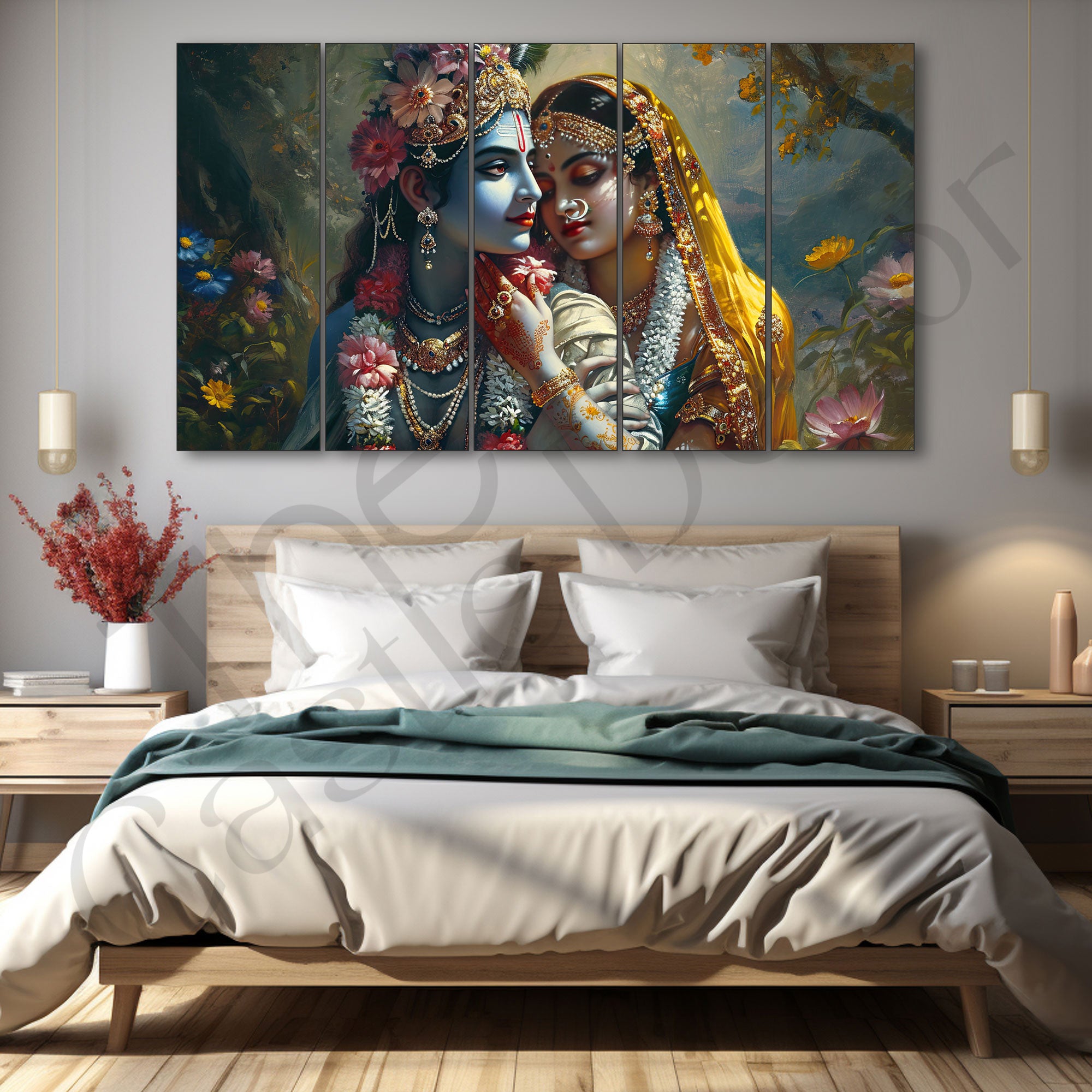 Radha Krishna Painting with frame Big Size Wall Art for living room,Bedroom,Drawing room,Hotels