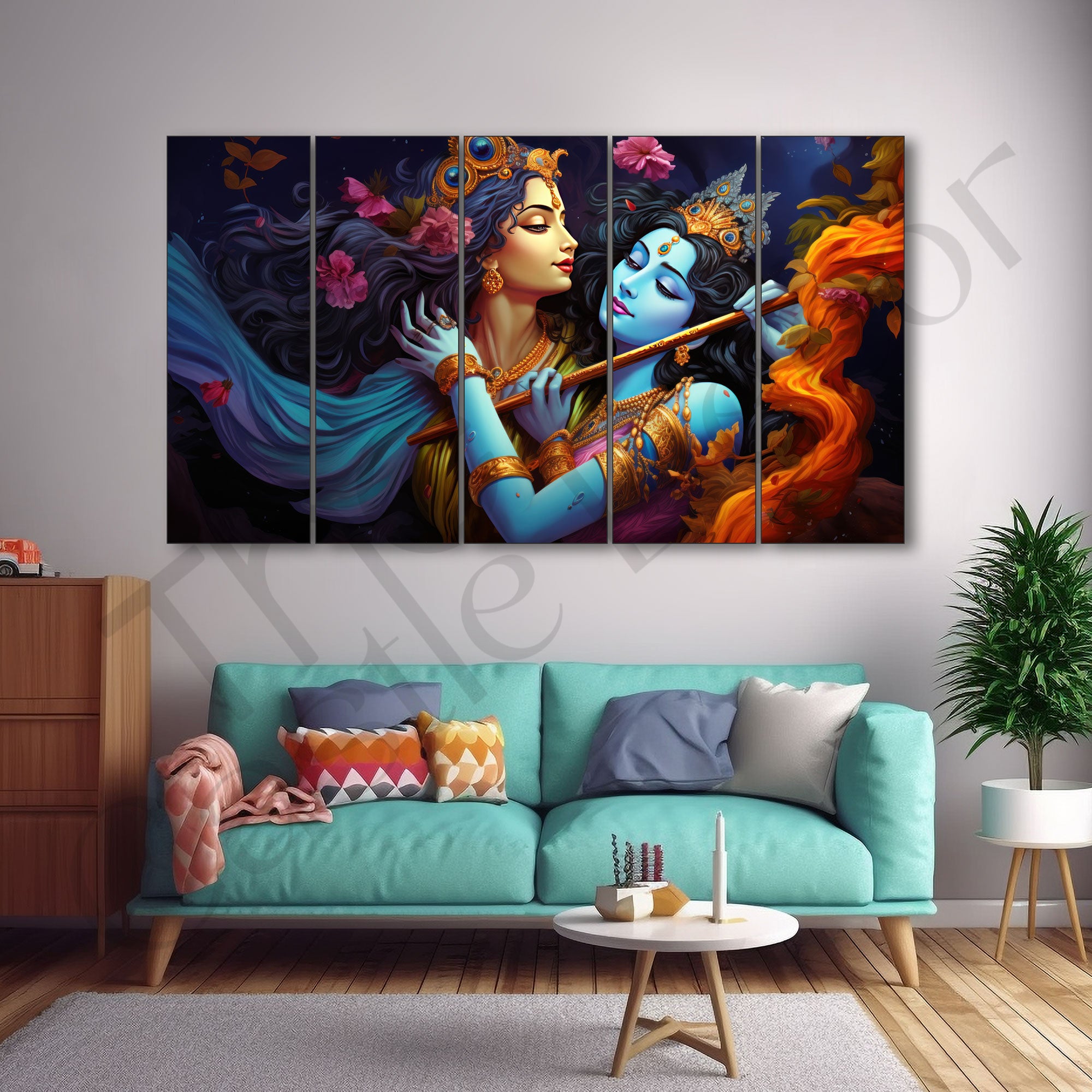 Radha Krishna Painting with frame Big Size Wall Art for living room,Bedroom,Drawing room,Hotels