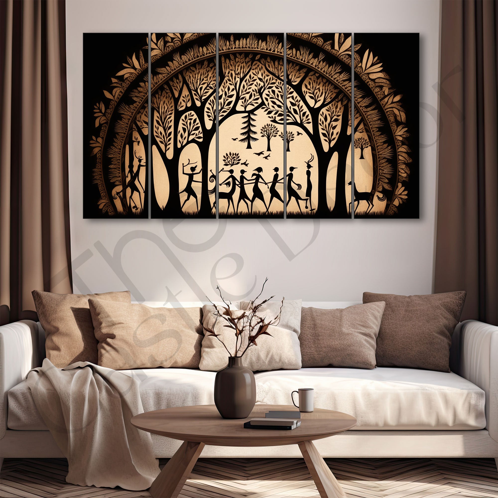 Warli Art Painting with frame Big Size Wall Art for living room,Bedroom,Drawing room,Hotels