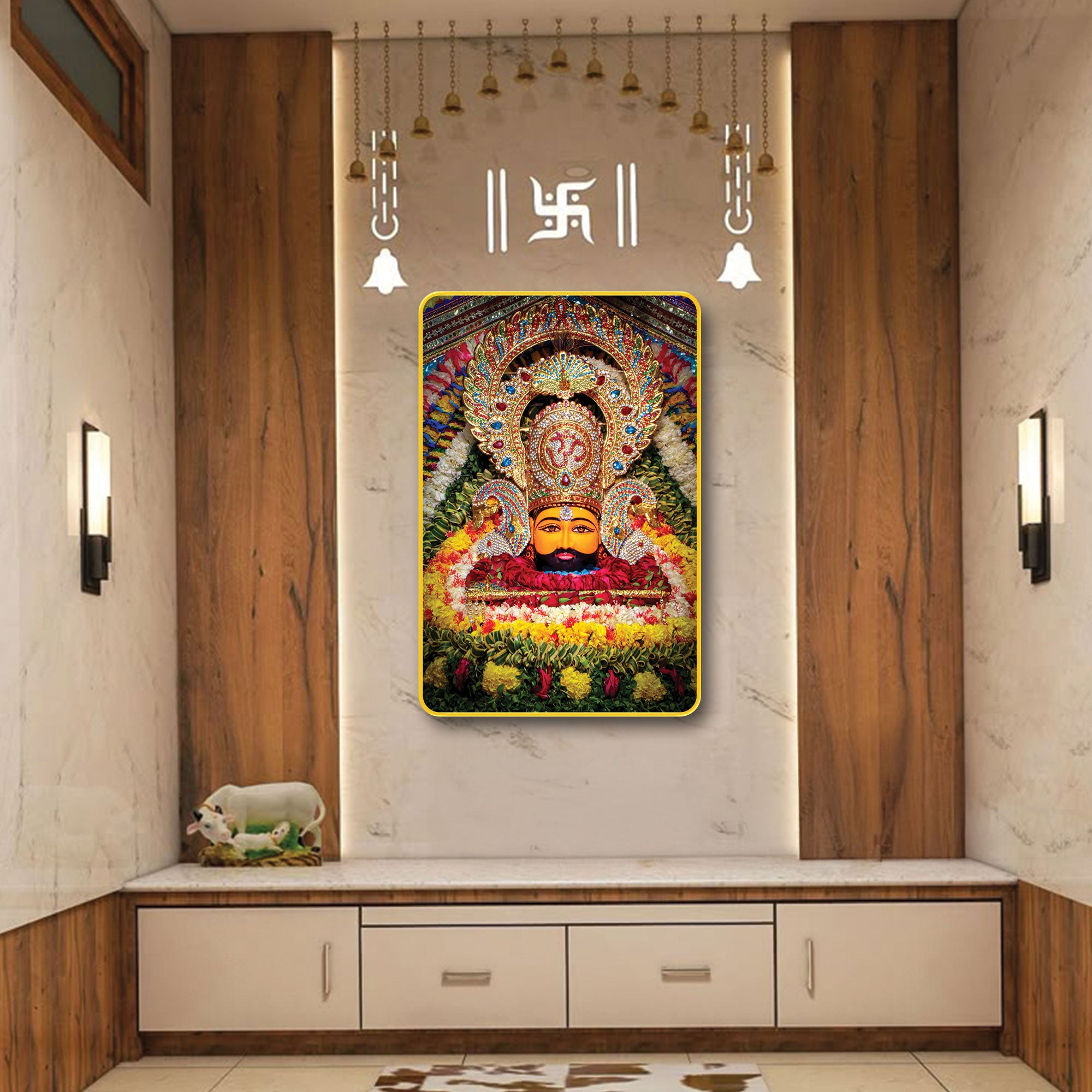 The Castle Decor Khatu Shyam Ji Maharaj Wall Frame | Spiritual Hindu God Photo | Religious Wall Art for Home Temple, Office & Gift Decor 20X30 Inches