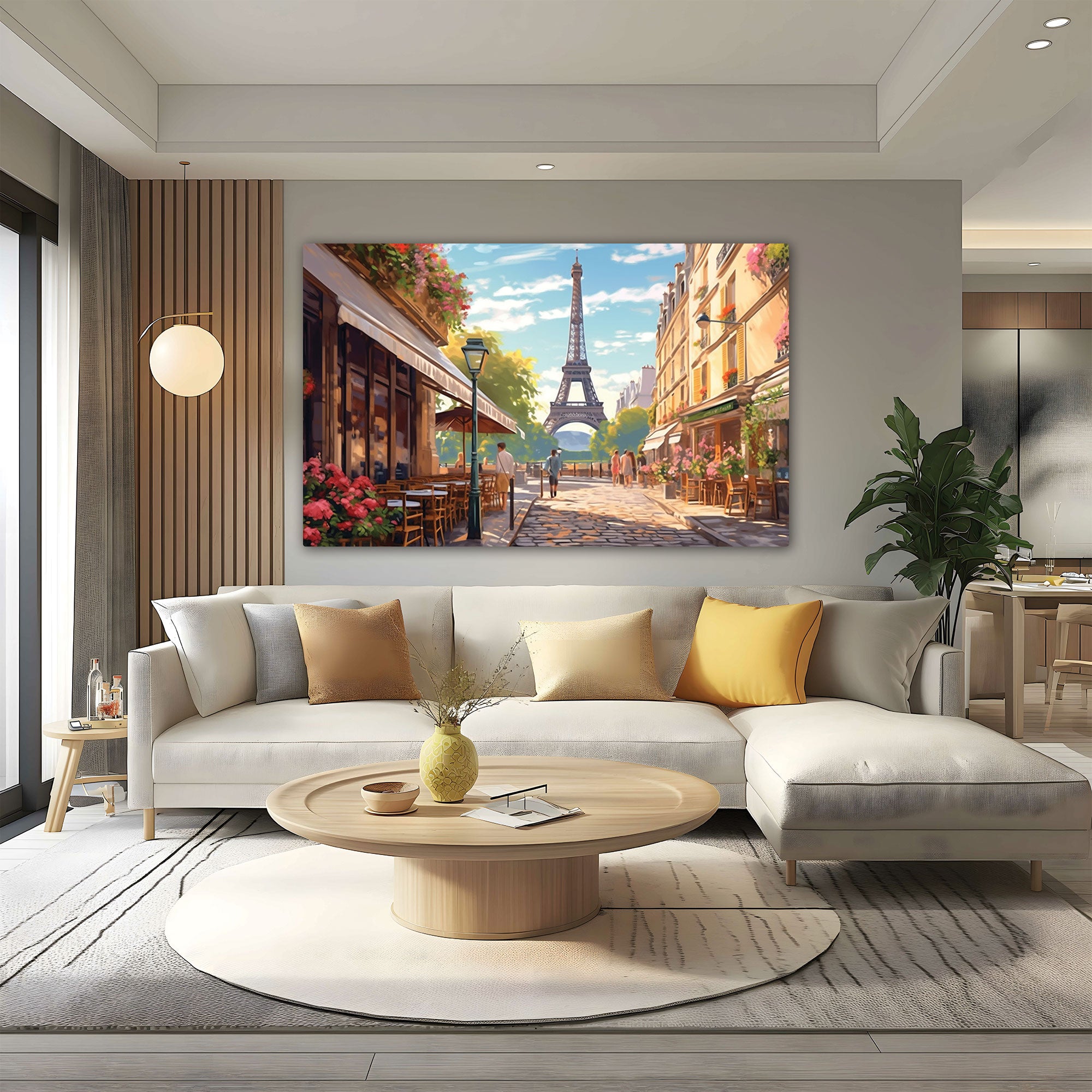 The Castle Decor cafe paris canvas/Sparkle painting Big Size Wall Art for living room,Bedroom,Drawing room,Hotels-Wooden Framed-Digital Painting