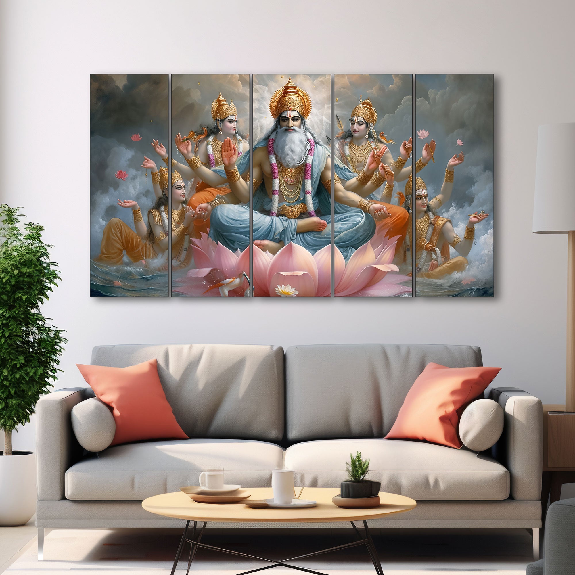 Brahma ji Painting with frame Big Size Wall Art for living room,Bedroom,Drawing room,Hotels