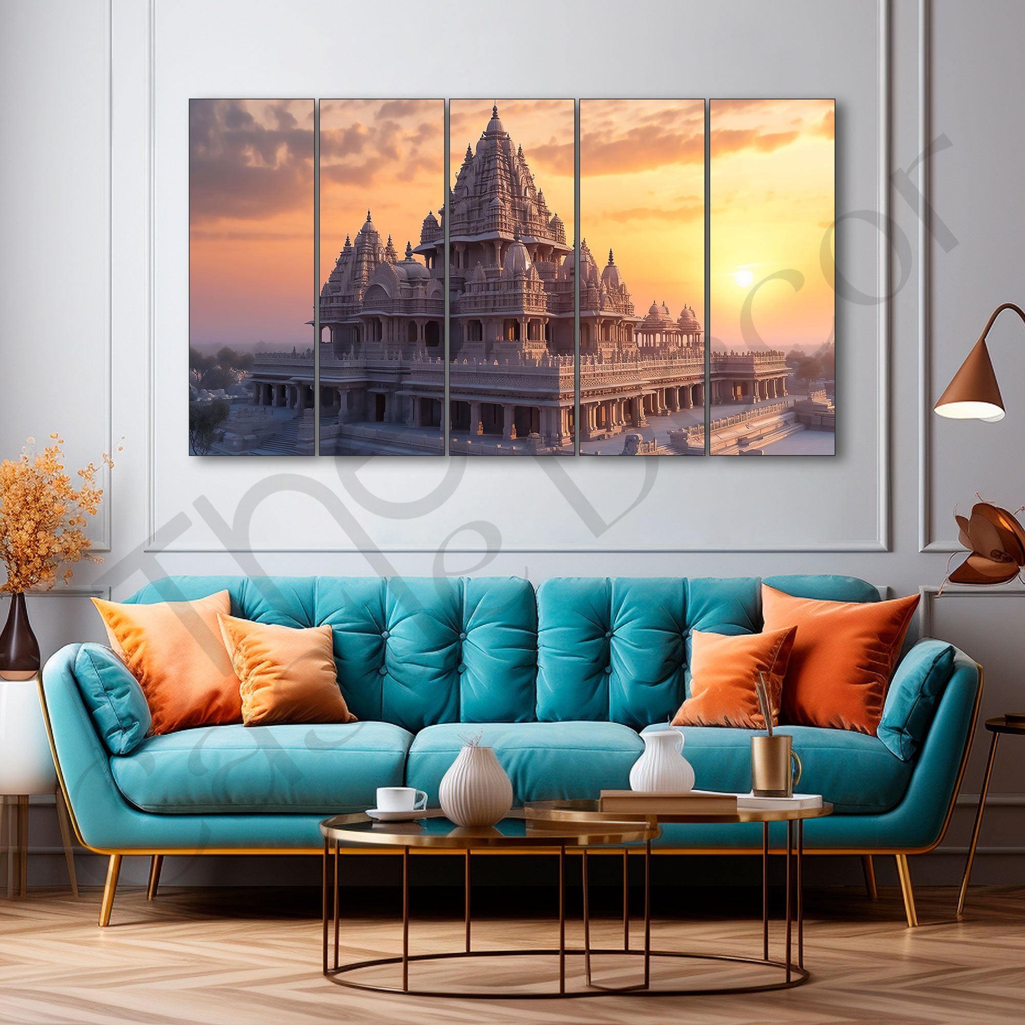 Ram Mandir Painting with frame Big Size Wall Art for living room,Bedroom,Drawing room,Hotels