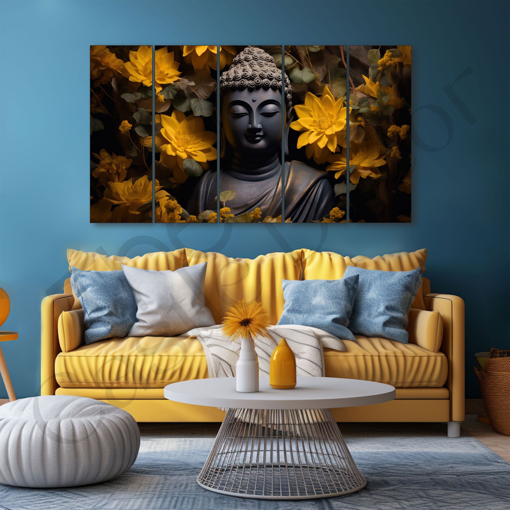 Lord Budha Painting with frame Big Size Wall Art for living room,Bedroom,Drawing room,Hotels