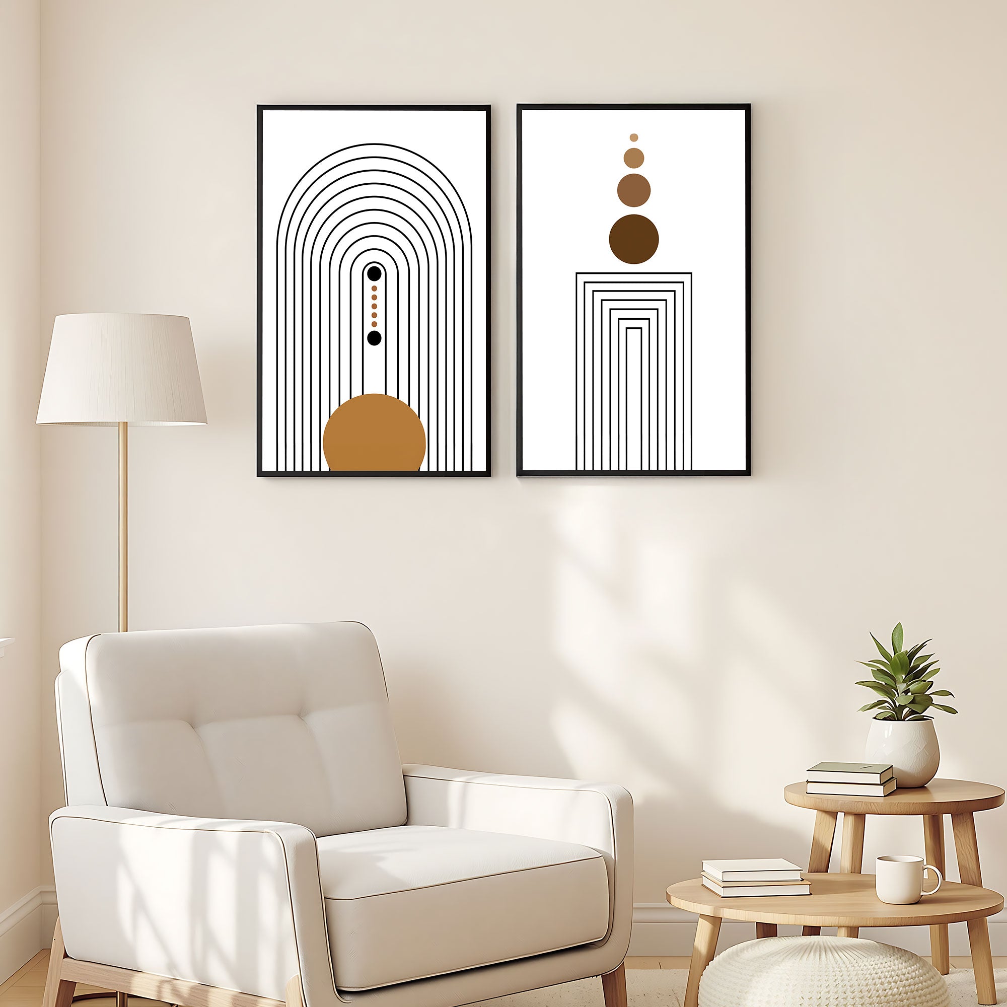 The Castle Decor Boho Wall Art for Living Room Big Size | Framed Abstract Botanical Paintings for Living Room & Bedroom | Modern Home Decoration & Perfect Gifting Option | Set of 2 (11×17 Inch Each)8