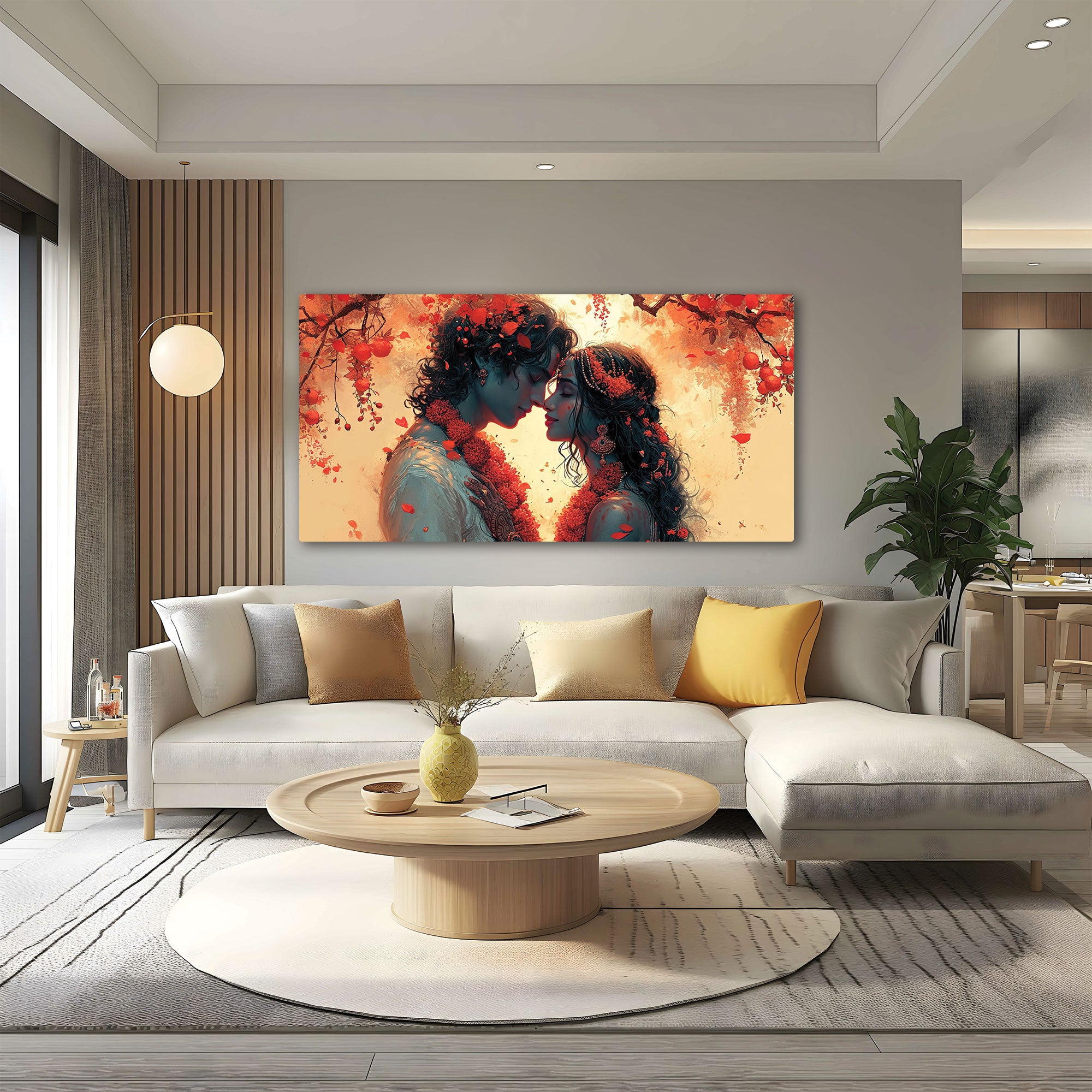 Radha krishana love Canvas painting with frame Big Size Wall Art for living room,Bedroom,Drawing room,Hotels