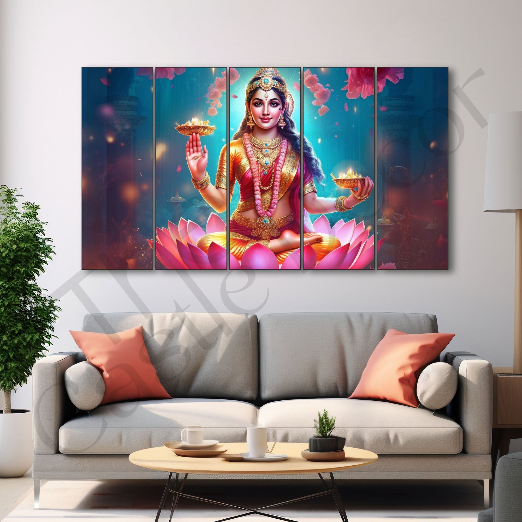 Goddess Laxmi ji Painting with frame Big Size Wall Art for living room,Bedroom,Drawing room,Hotels