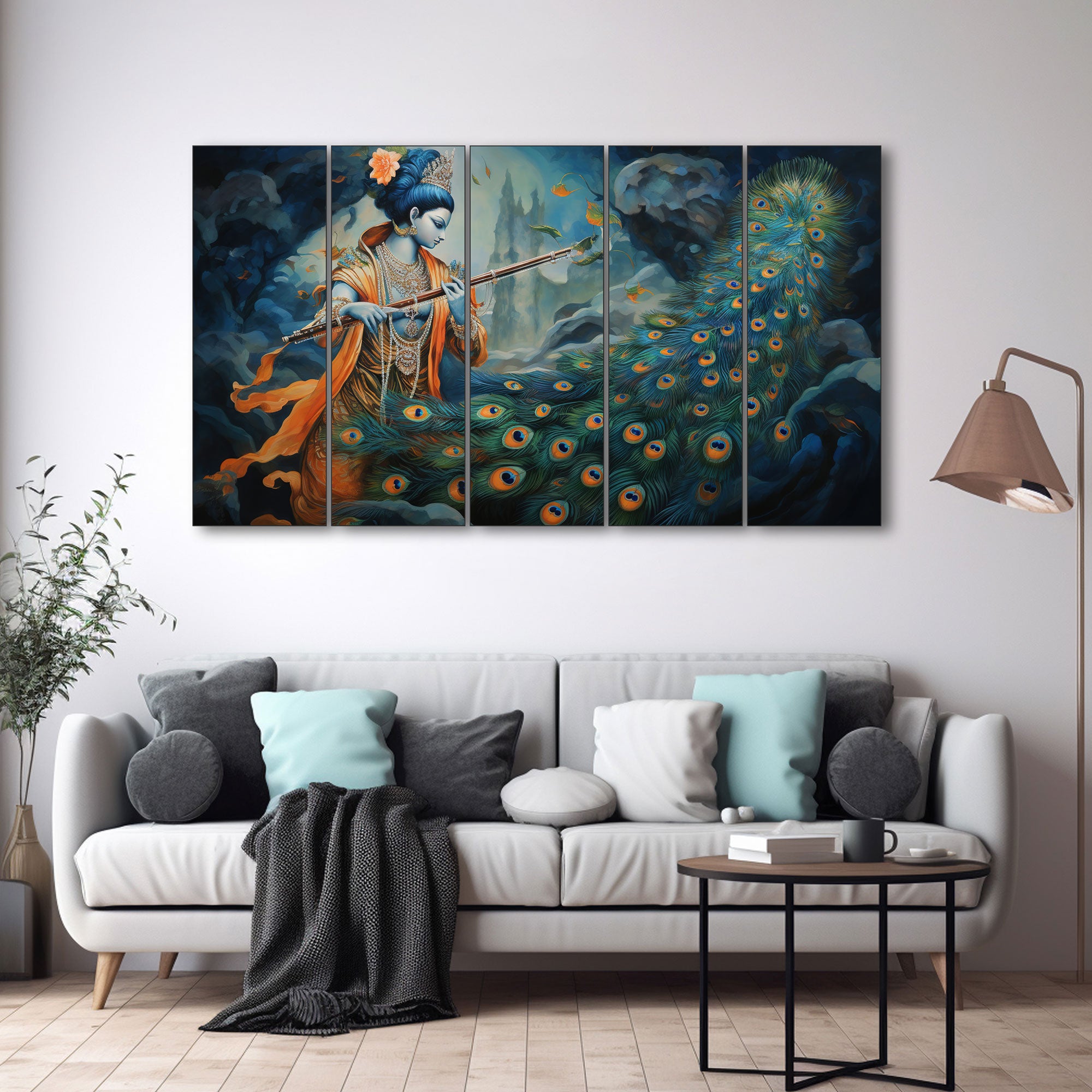 Krishna Ji Painting with frame Big Size Wall Art for living room,Bedroom,Drawing room,Hotels