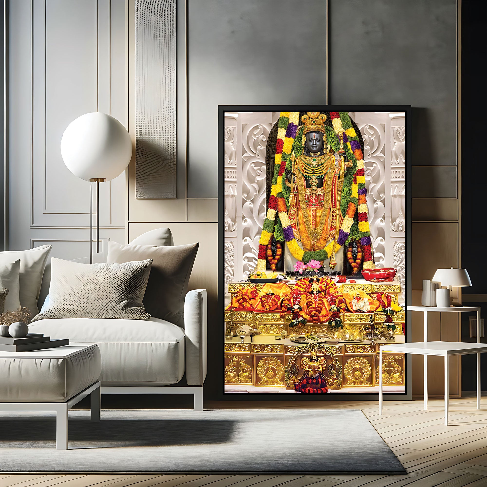 The Castle Decor ramlala canvas/Sparkle painting with frame Big Size Wall Art for living room,Bedroom,Drawing room,Hotels-Wooden Framed-Digital Painting