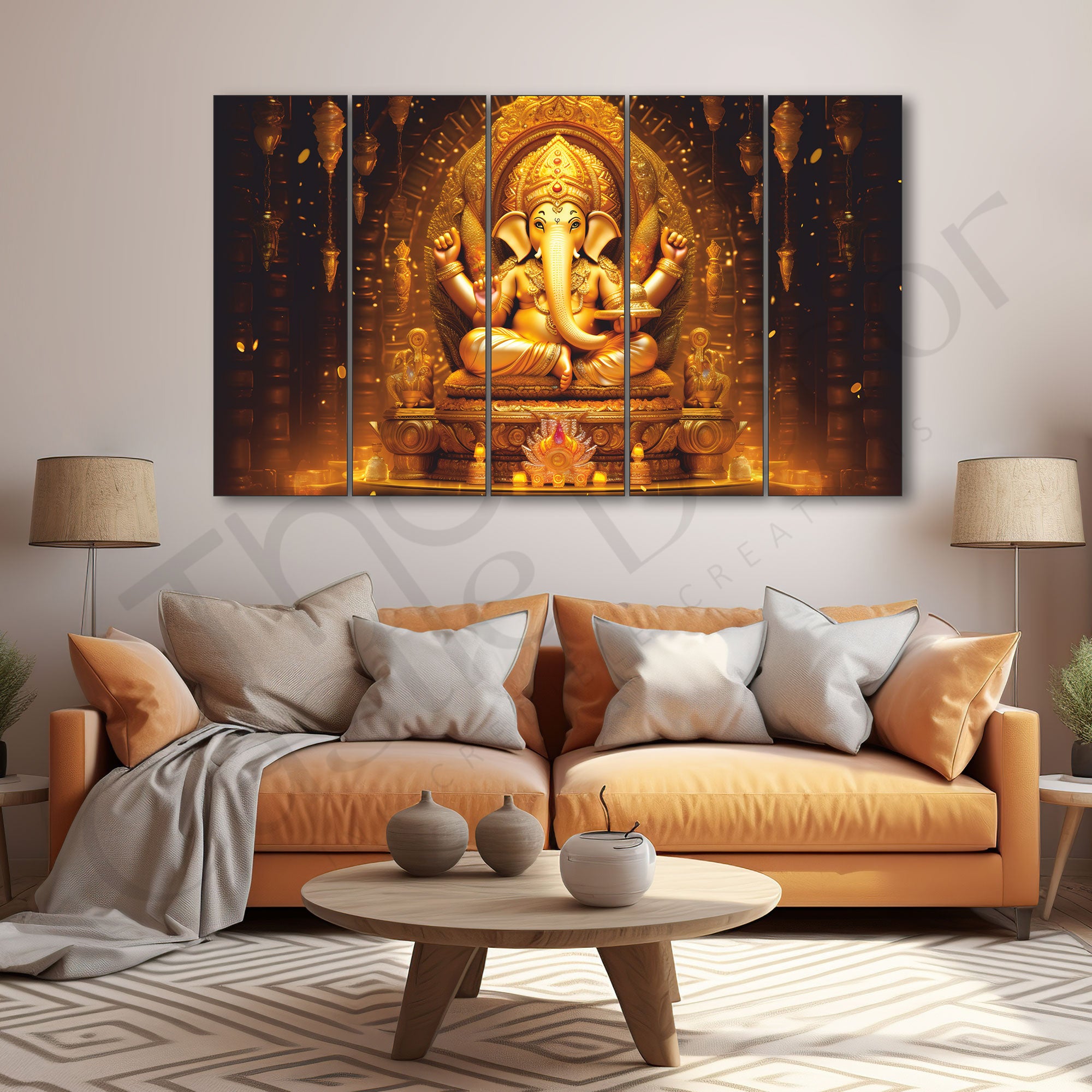 Ganesha Painting Set of 5 for Home Decoration