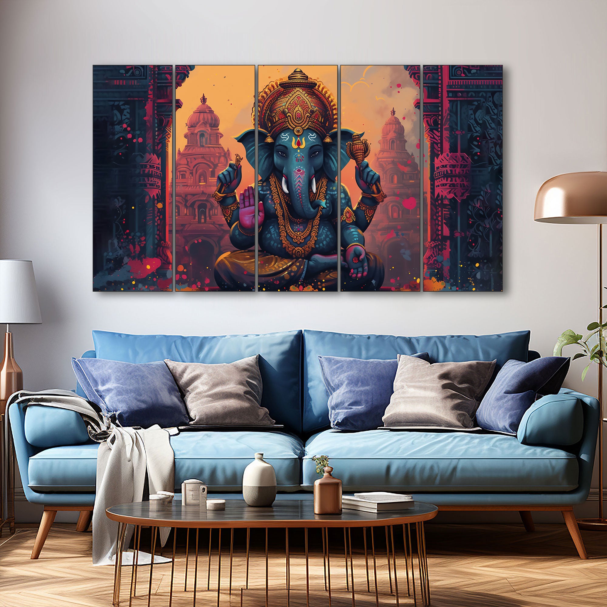 Lord Ganesha Painting with frame Big Size Wall Art for living room,Bedroom,Drawing room,Hotels