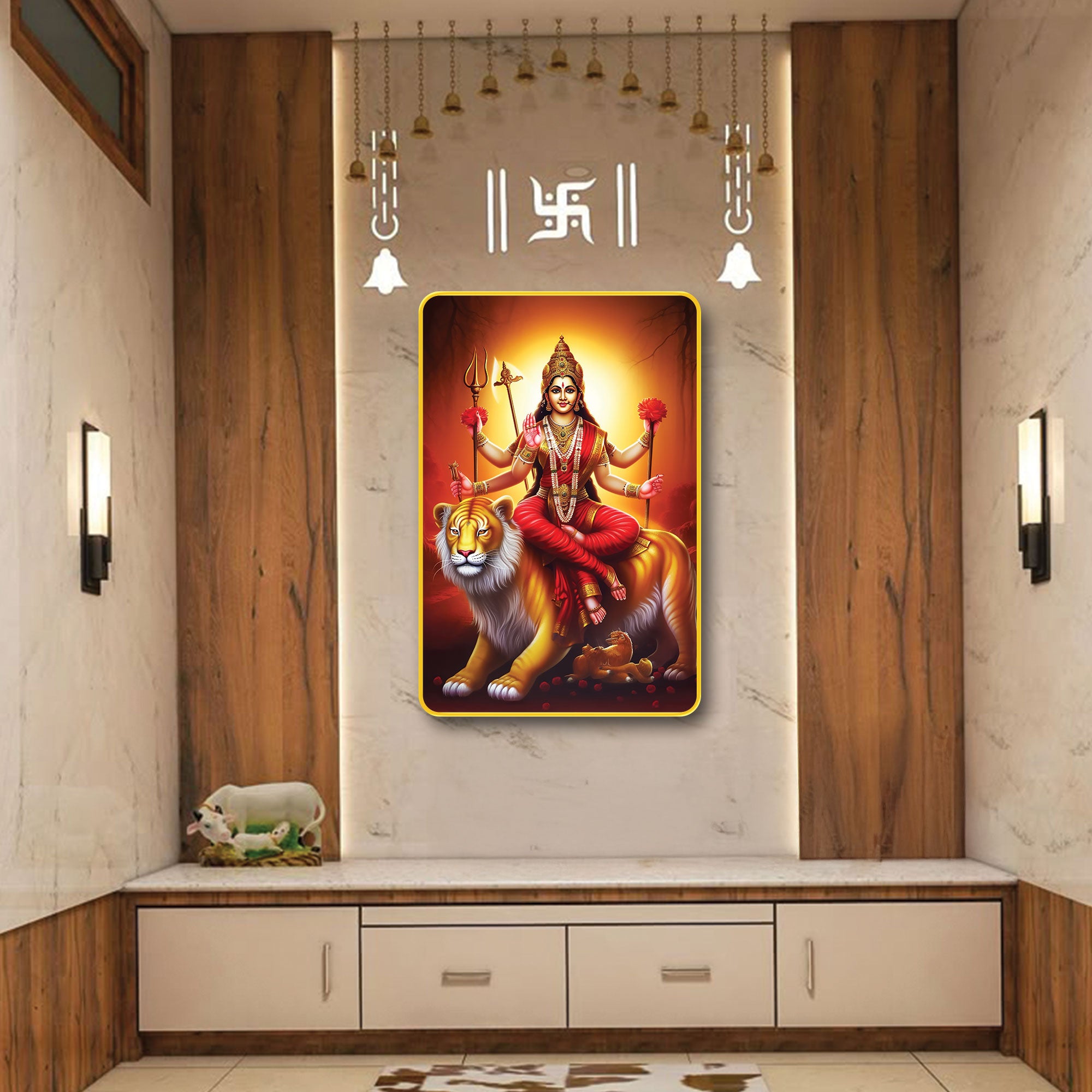 The Castle Decor Durga Maa Wall Hanging Photo Frame | 20X30 Hindu Goddess Spiritual Wall Art for Home Temple, Living Room & Gifting