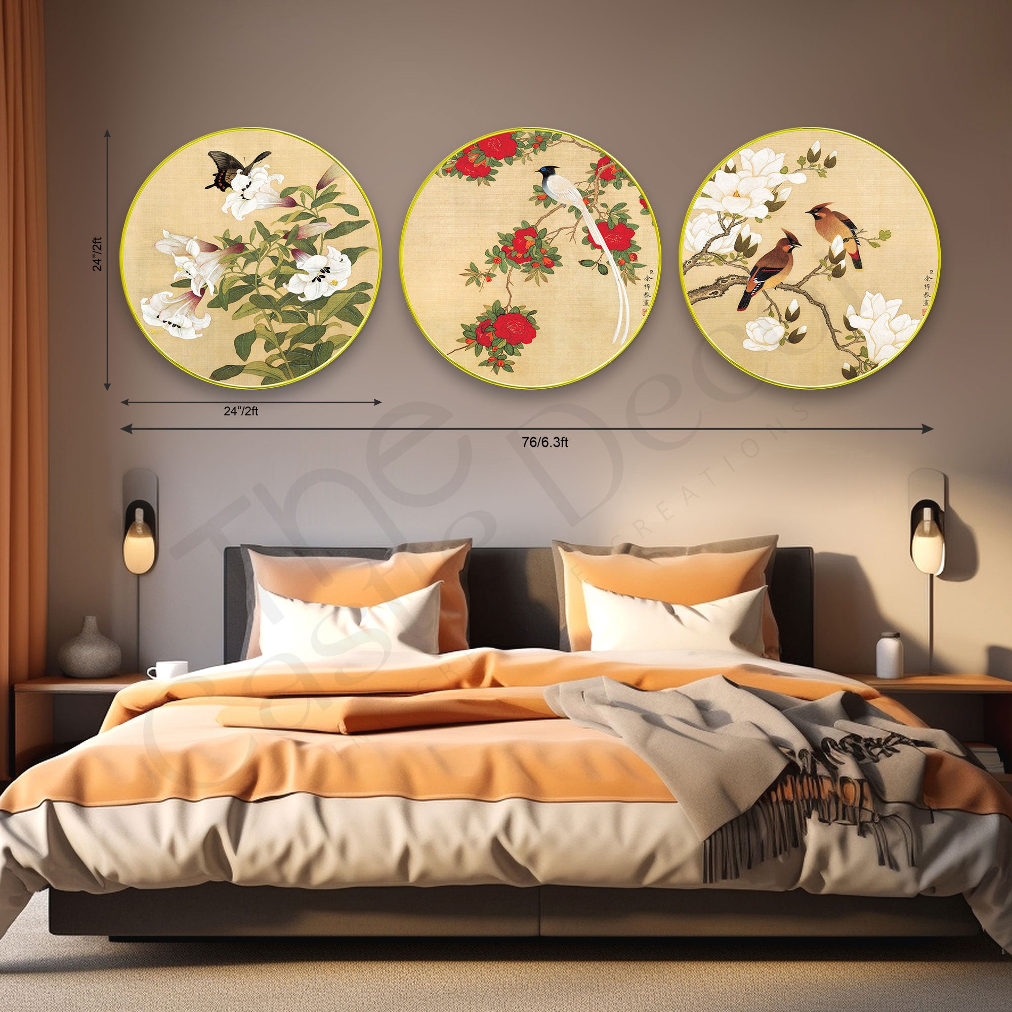 Abstract Sparkle Wooden Wall Plates Set of 3 for Home Decoration Art-58