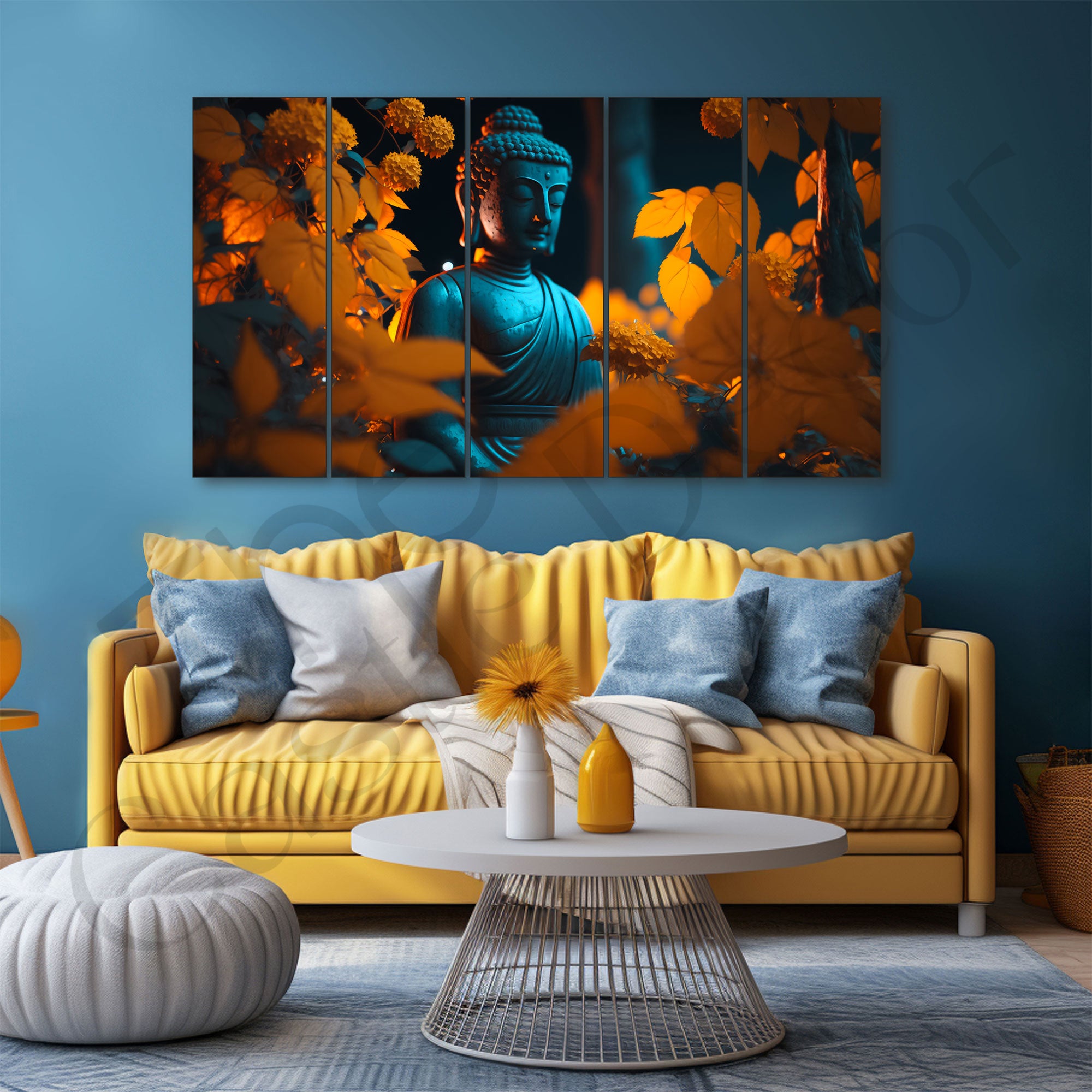 Lord Budha Painting with frame Big Size Wall Art for living room,Bedroom,Drawing room,Hotels