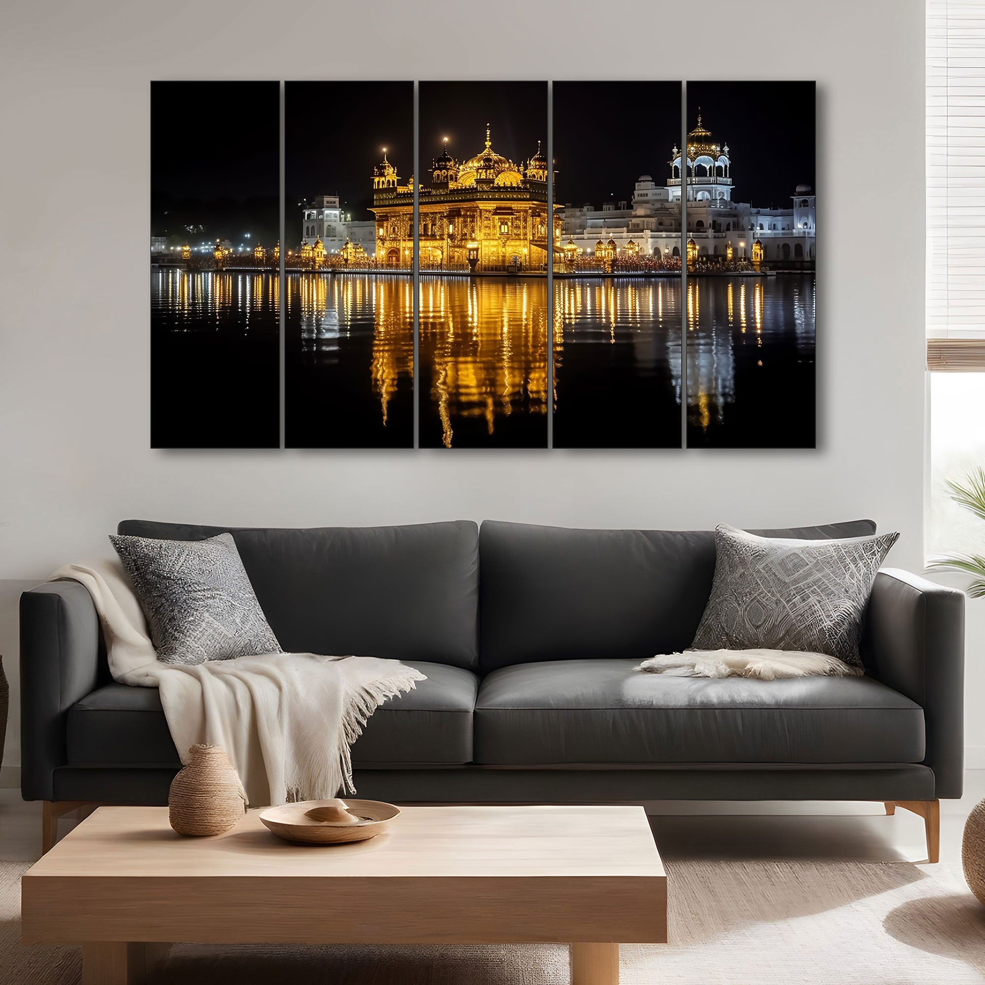 Golden Temple Painting with frame Big Size Wall Art for living room,Bedroom,Drawing room,Hotels 36x60"
