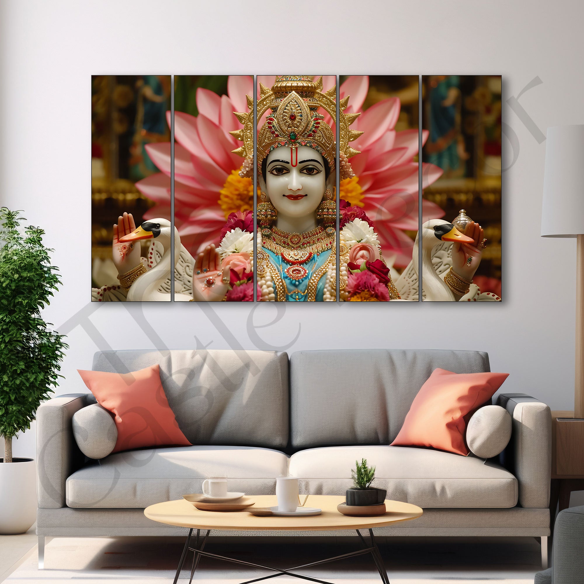 Goddess Laxmi ji Painting with frame Big Size Wall Art for living room,Bedroom,Drawing room,Hotels