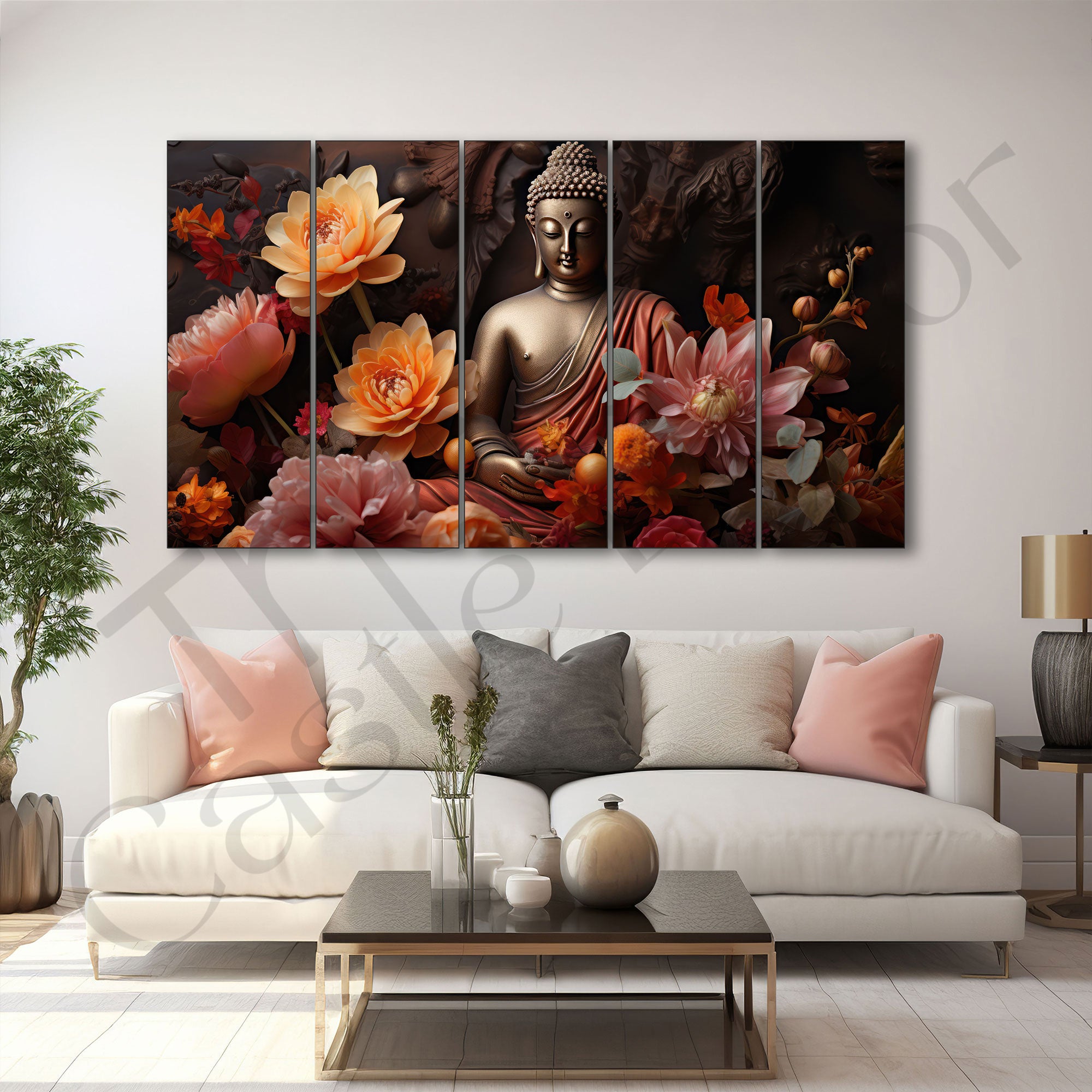 Lord Budha Painting with frame Big Size Wall Art for living room,Bedroom,Drawing room,Hotels