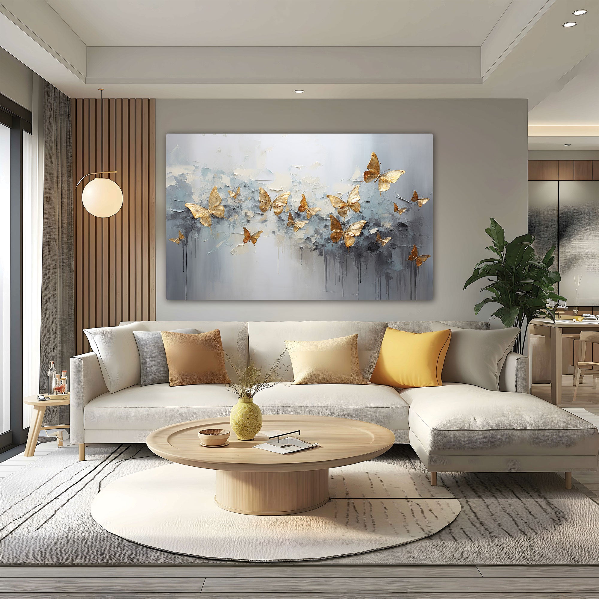 Golden butterfly Canvas painting Big Size Wall Art for living room,Bedroom,Drawing room,Hotels