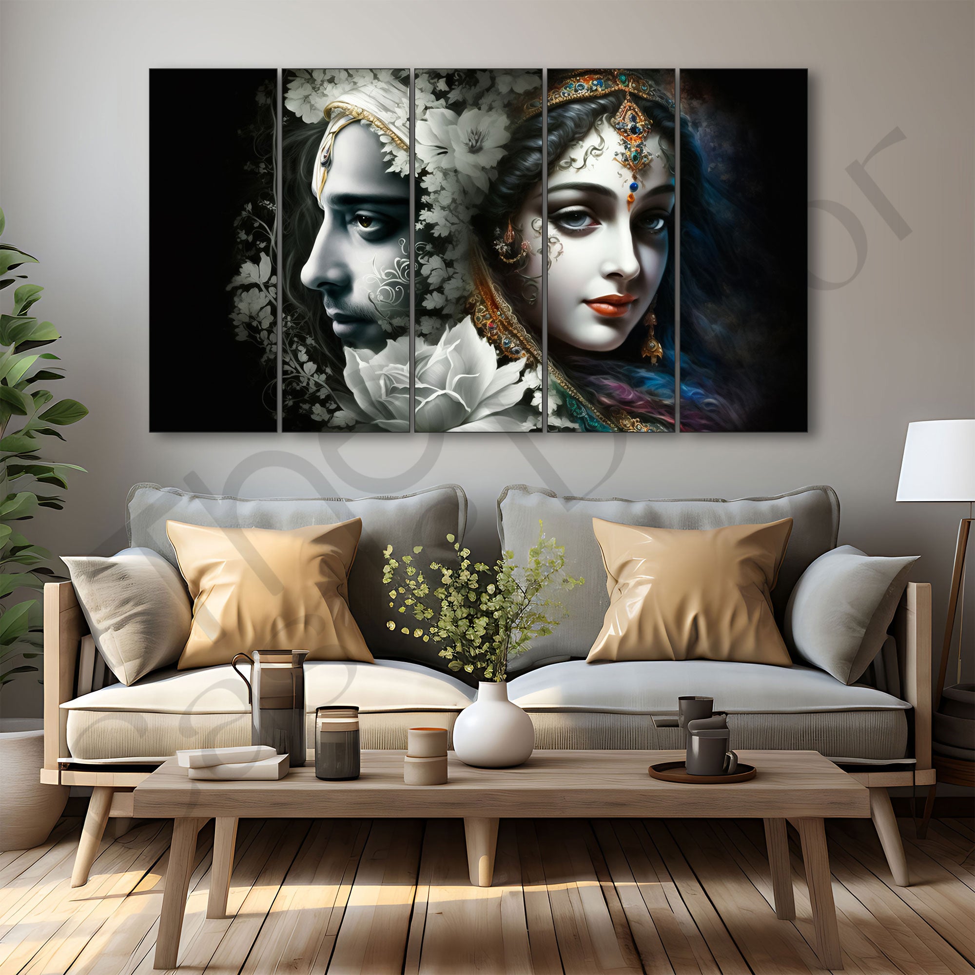 Radha Krishna Painting with frame Big Size Wall Art for living room,Bedroom,Drawing room,Hotels