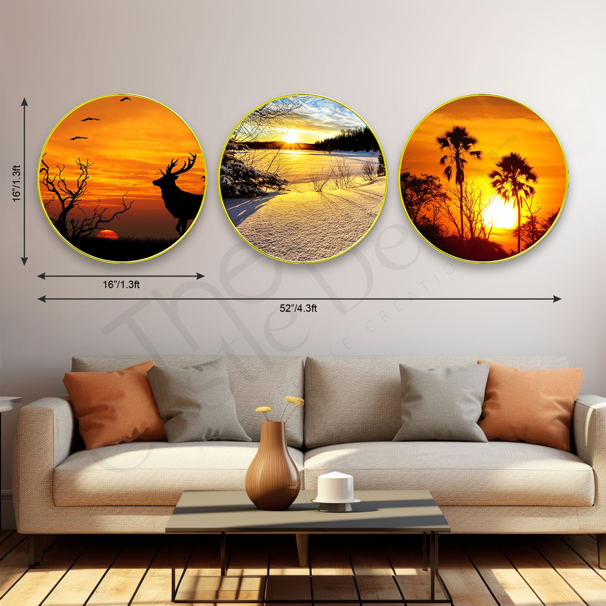 Nature Sparkle Wooden Wall Plates Set of 3 for Home Decoration Art-71