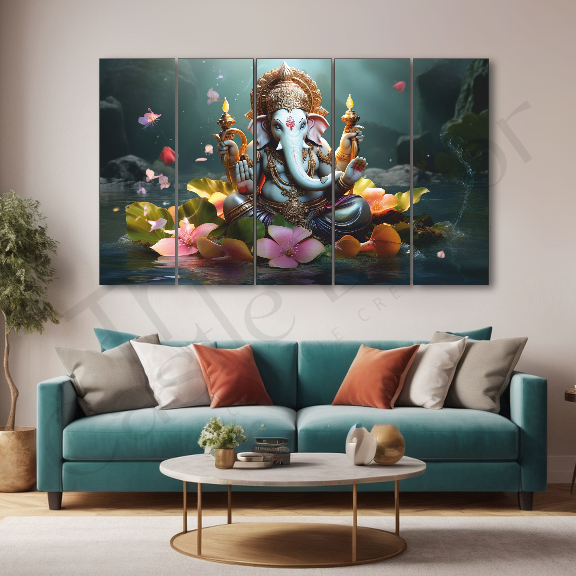 Ganesha Painting with frame Big Size Wall Art for living room,Bedroom,Drawing room,Hotels