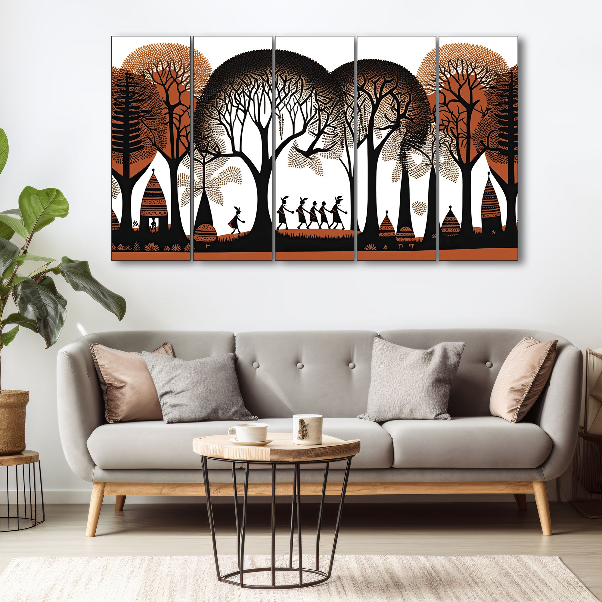 Warli Art Painting with frame Big Size Wall Art for living room,Bedroom,Drawing room,Hotels