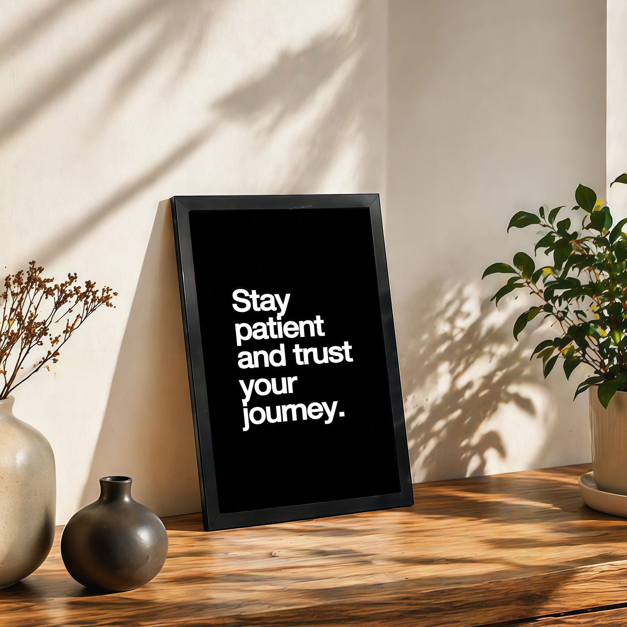 The Castle Decor Stay Patient Trust Your Journey Wall Art Frame | Motivational Decor for Home & Office