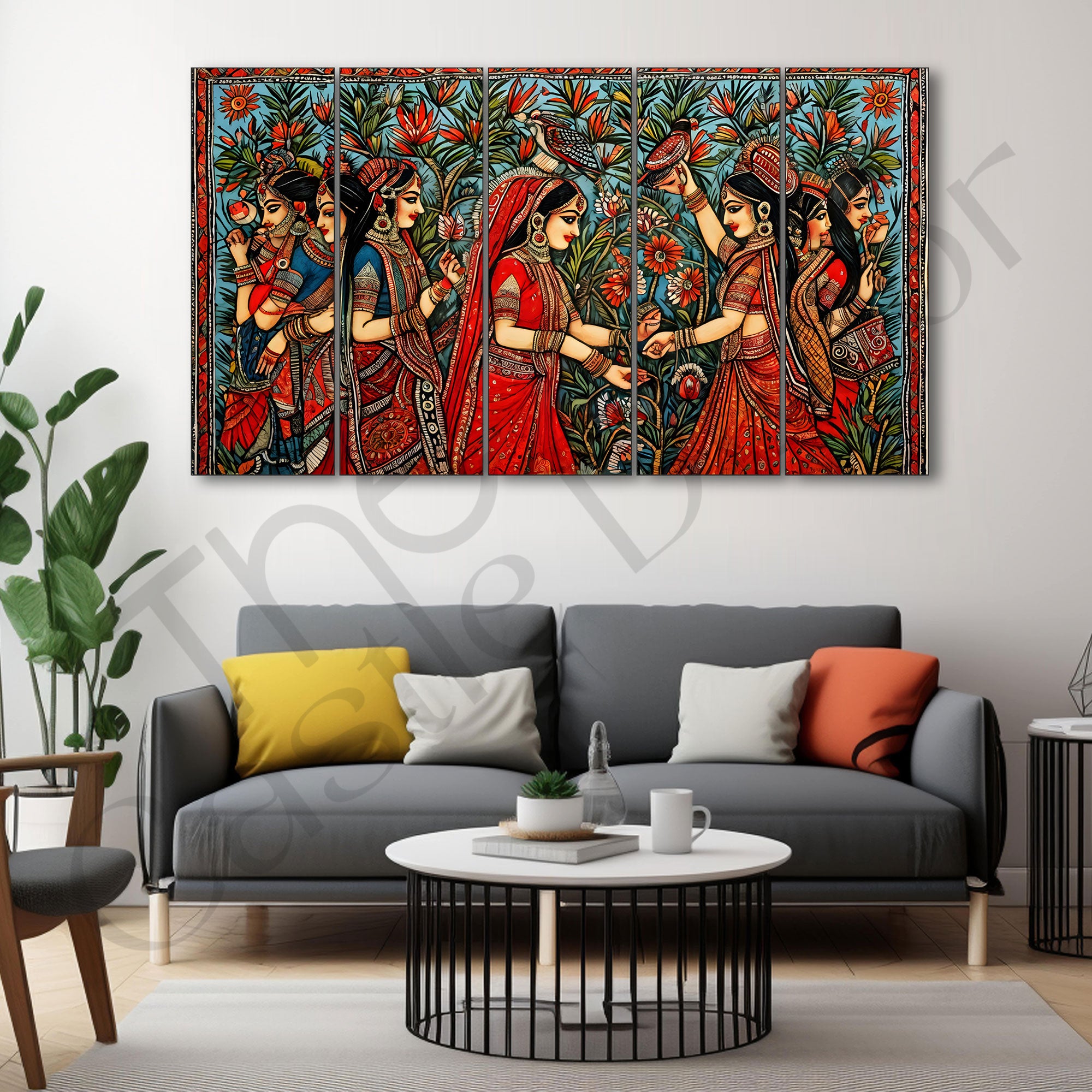 Pichwai Madhubani Art Painting with frame Big Size Wall Art for living room,Bedroom,Drawing room,Hotels