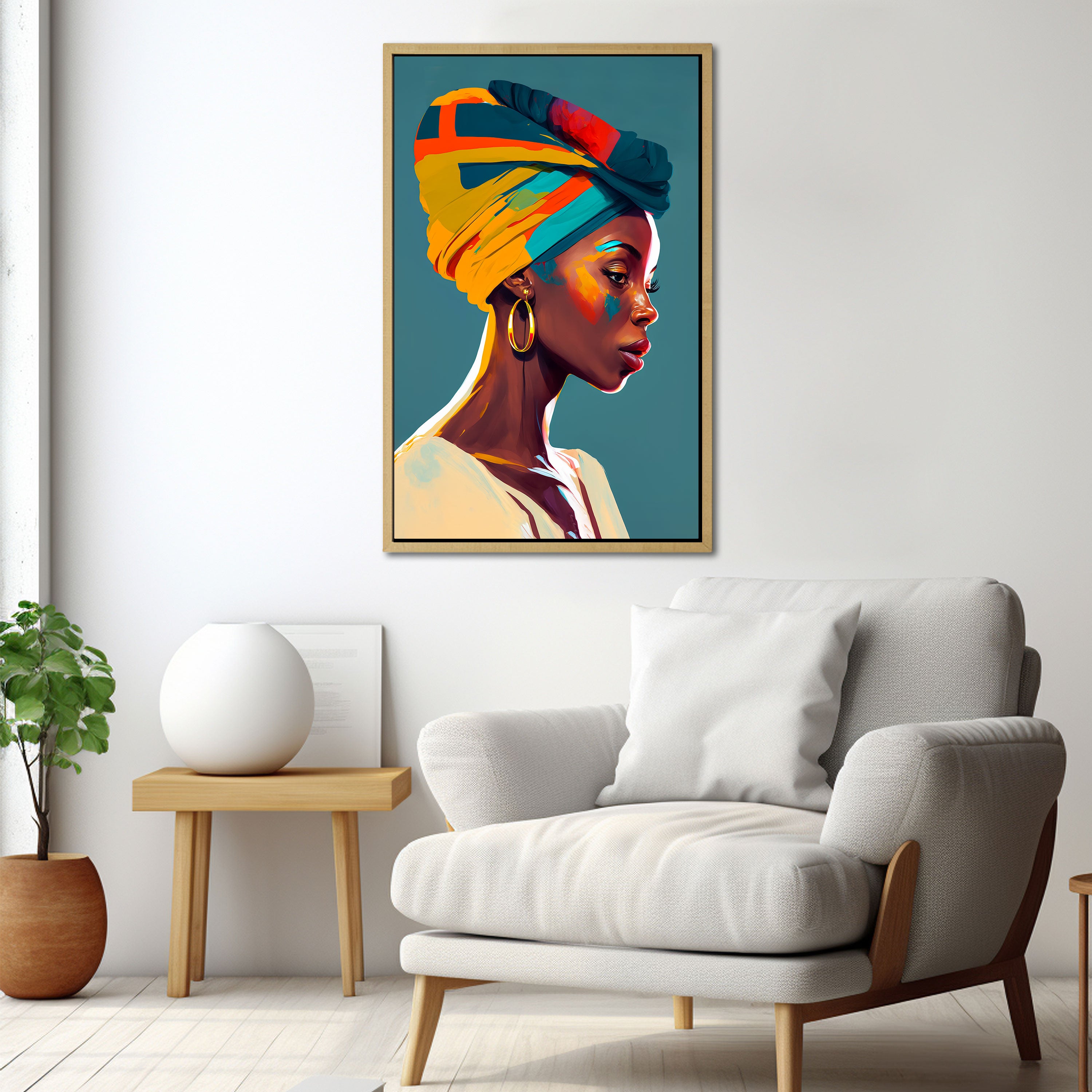 Women faceAbstract Canvas painting with frame Big Size Wall Art for living room,Bedroom,Drawing room,Hotels