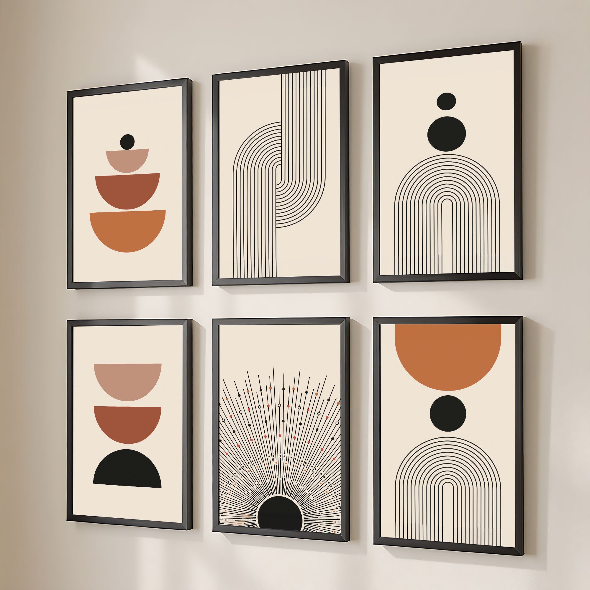 The Castle Decor Boho Wall Art for Living Room Big Size | Framed Abstract Botanical Paintings for Living Room & Bedroom | Modern Home Decoration & Perfect Gifting Option | Set of 6 (11×17 Inch Each)4