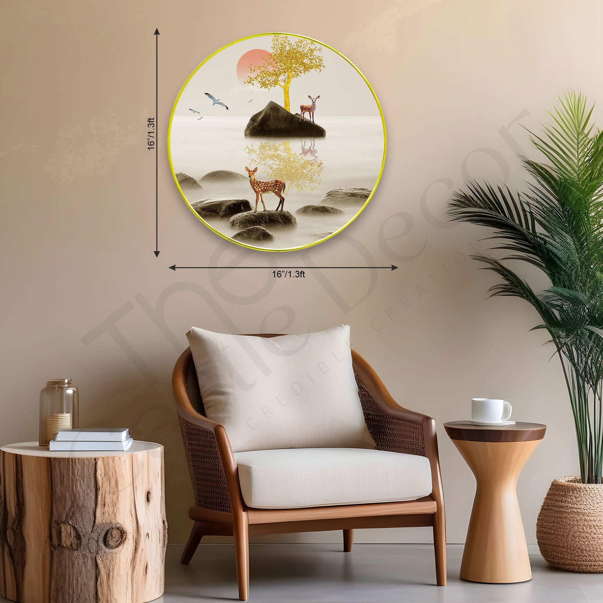 Deer Sparkle Wooden Wall Plate for Home Decoration Art-06
